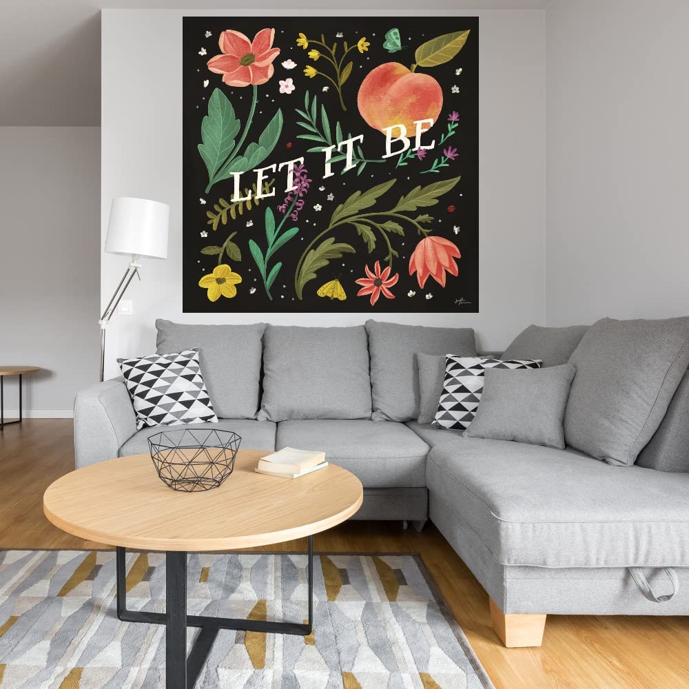 Spring Botanical V Black Canvas Wall Art - 22x22 Inch Ready to Hang Fine Art Print by Janelle Penner - Perfect for Living Room, Bedroom, Office & Home Decor