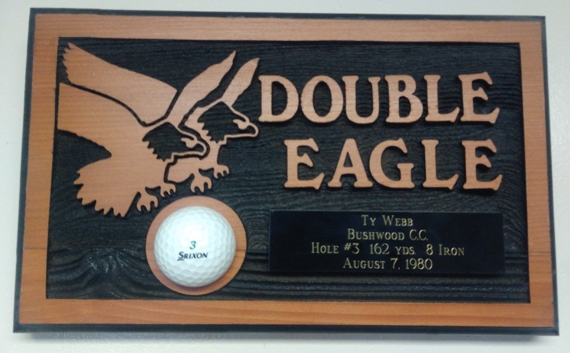 Personalized Double Eagle Golf Plaques - Sandblasted Vertical Grain Cedar Wood Awards for Golf Tournaments, Club Recognition & Office Decor
