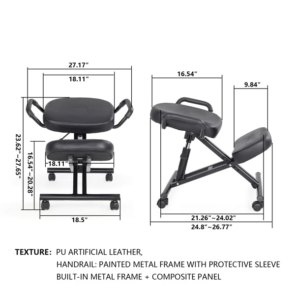 Ergonomic Kneeling Chair - Adjustable Posture Corrective Office Stool with Thick Comfort Cushion for Home & Work - Perfect for Meditation, Yoga, and Long Sitting Sessions at Desk or Computer