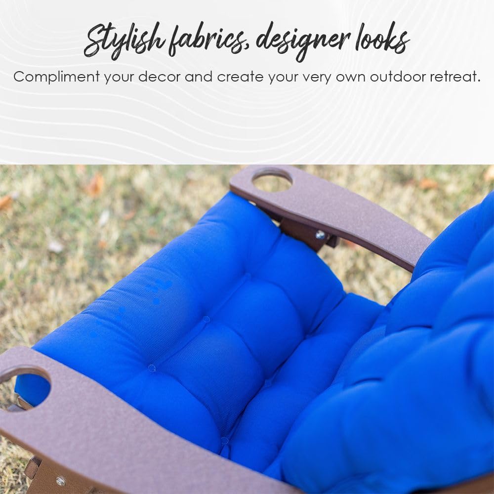 RSH DECOR: 2-Piece Tufted Adirondack Chair Cushion Set - 42.5” x 21” All-Weather Outdoor Cushions - Waterproof & Fade-Resistant Spun Fabric - Navy Blue Patio Furniture Cushions - Perfect for Deck, Poolside & Garden Relaxation
