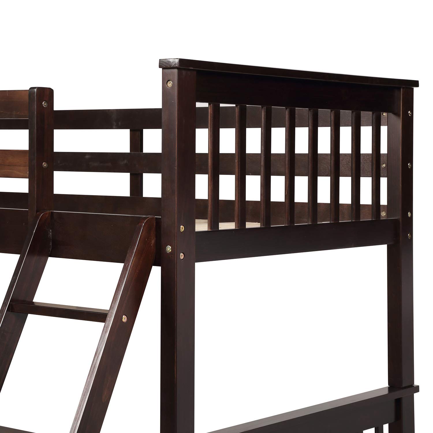 Harper & Bright Designs Twin Over Full Bunk Bed with Storage Drawers - Solid Wood Bunk Bed Frame with Ladder - Space Saving Kids Bedroom Furniture in Espresso Finish - Perfect for Shared Kids Rooms, Guest Rooms & Small Spaces