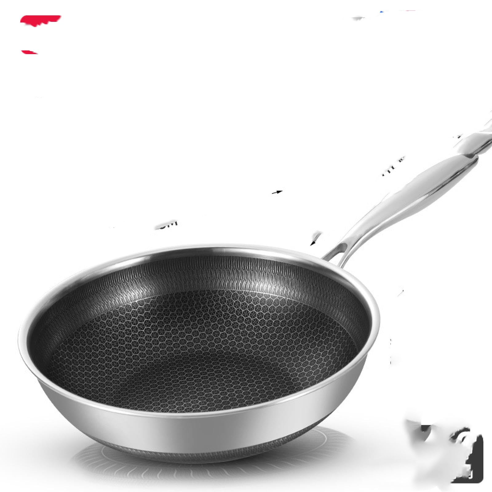 316 Stainless Steel Double-Sided Honeycomb Non-Stick Wok - Less Oil & Smoke for Gas & Induction Cooktops - Durable Kitchen Cookware for Stir-Frying, Deep Frying & Healthy Cooking