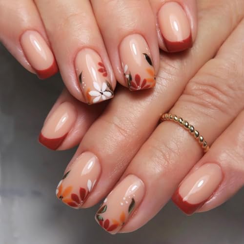 06.French tip red flower leaf