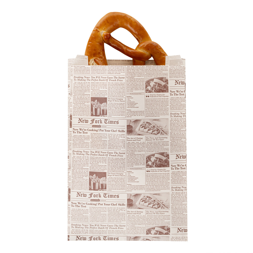 Eco-Friendly Sepia Newsprint French Fry & Snack Bags - 7x3x11 Inches, 100 Count Bulk Pack - Perfect for Food Trucks, Movie Nights & Party Snacks