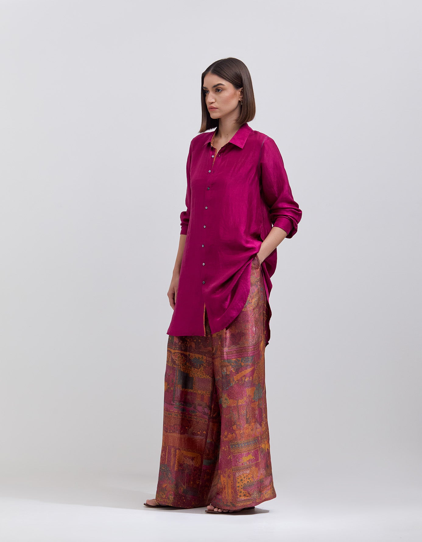 Luxury Oversized Silk Shirt for Women - Elegant Purple Blouse for Casual & Office Wear | Perfect for Layering & Special Occasions