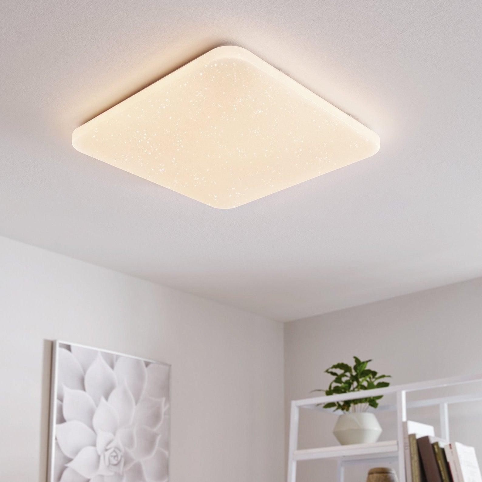 Eglo Frania S 53cm LED Square Flush Mount Ceiling Light - Modern Energy Efficient Lighting for Bedroom, Kitchen & Hallway