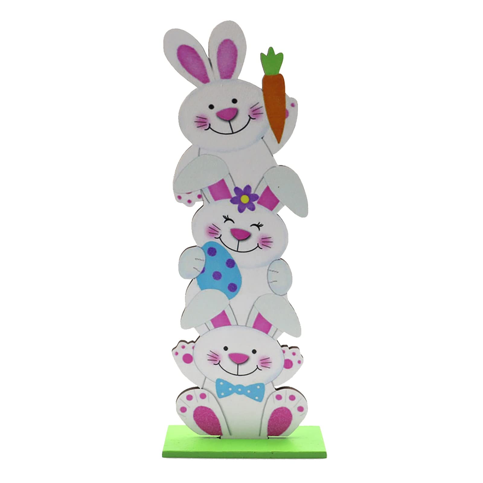 Easter Table Centerpiece Decor - Wooden Rabbit, Chick & Floral Egg Plaque for Home, Office, Farmhouse - Perfect for Spring Celebrations, Easter Brunch & Farmhouse Decor
