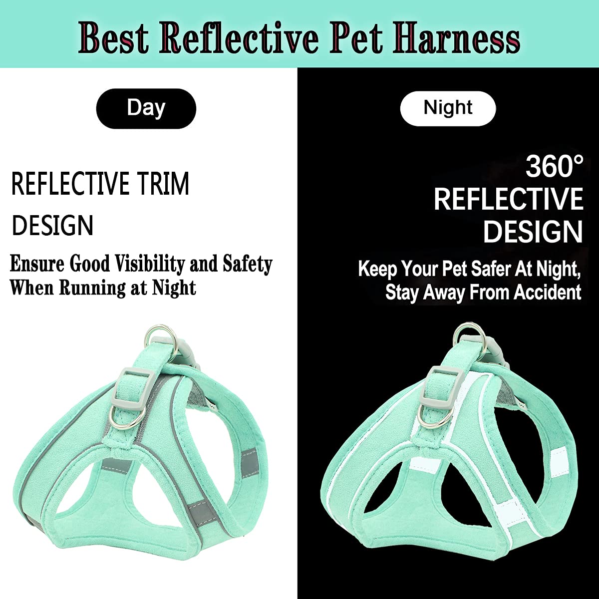 **Adjustable Reflective Dog Harness & Leash Set - Pet Vest with Handle for Small & Medium Dogs & Cats - Green XS - Perfect for Walking, Training & Outdoor Adventures**