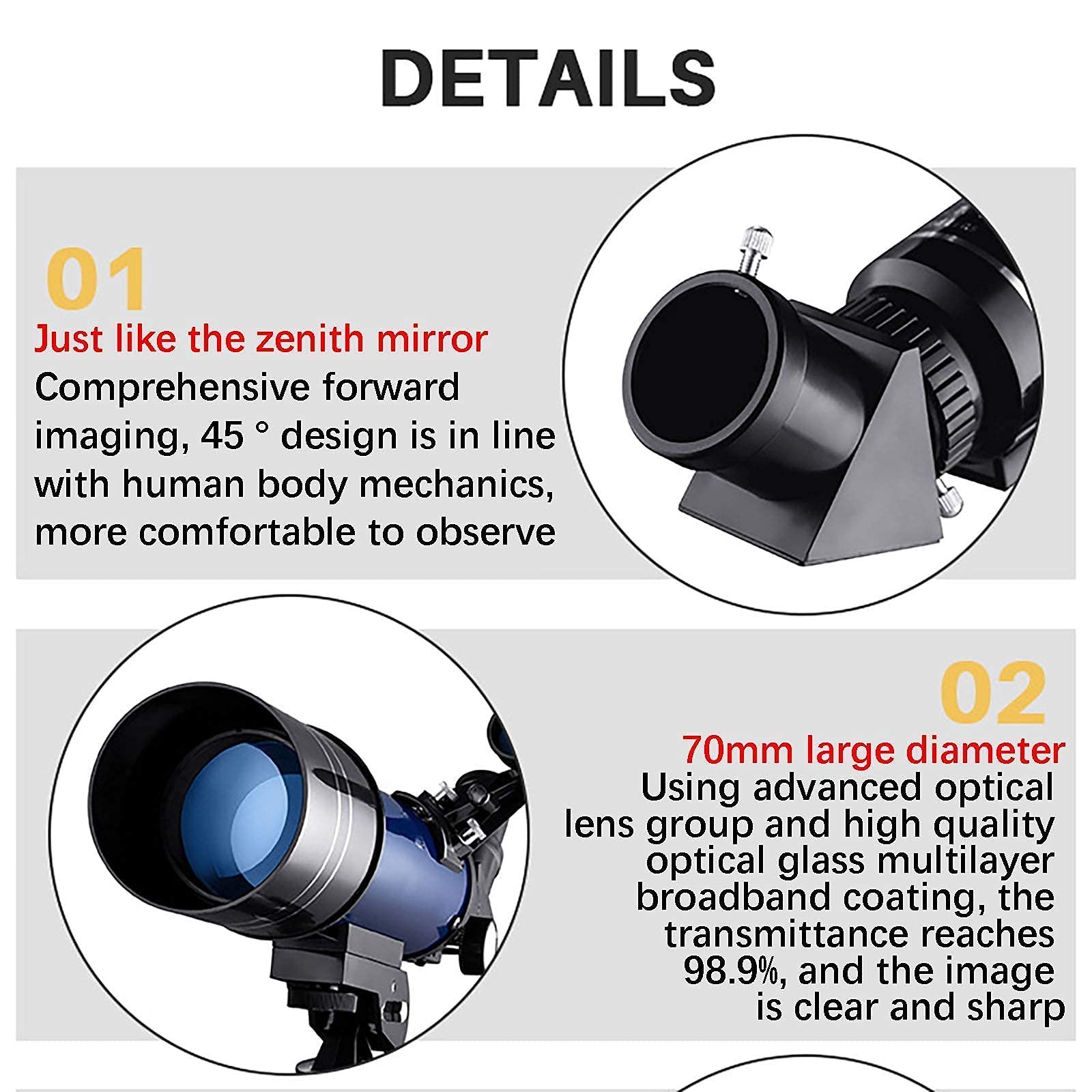 LICHWEST 400/70mm Astronomical Telescope with Tripod & Viewfinder - Perfect for Beginners, Kids & Adults - Moon Observation, Stargazing & Astronomy Learning - Great Gift for Space Enthusiasts