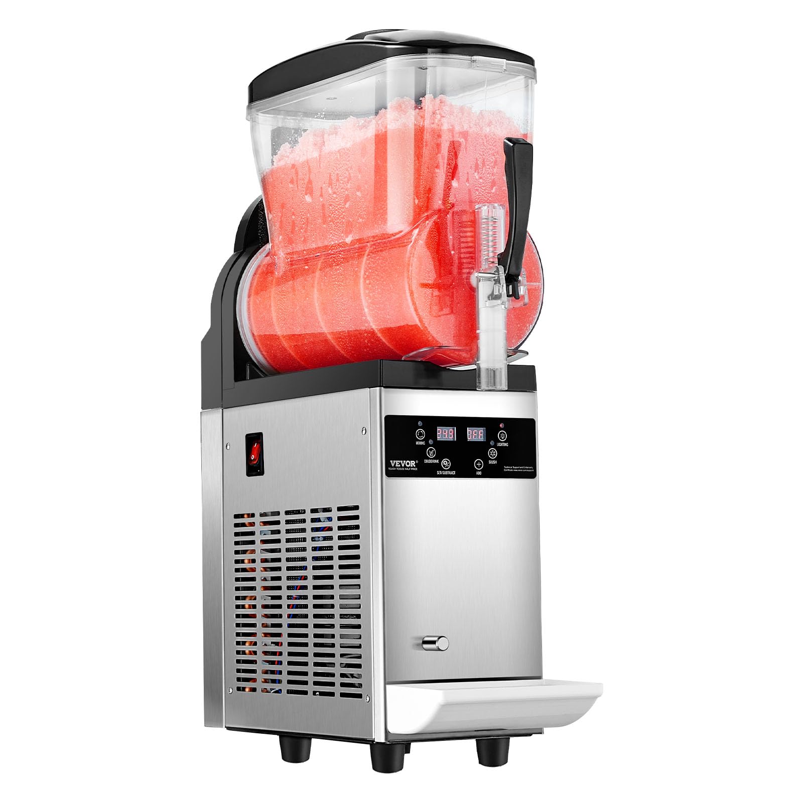 VEVOR 12L Commercial Slushy Machine - Stainless Steel Frozen Drink Maker for Margaritas, Smoothies & Slushies - Ideal for Home Parties, Restaurants, Cafes & Bars (48 Cups Capacity) | Perfect for Summer Parties, Cocktail Making & Frozen Beverage Business