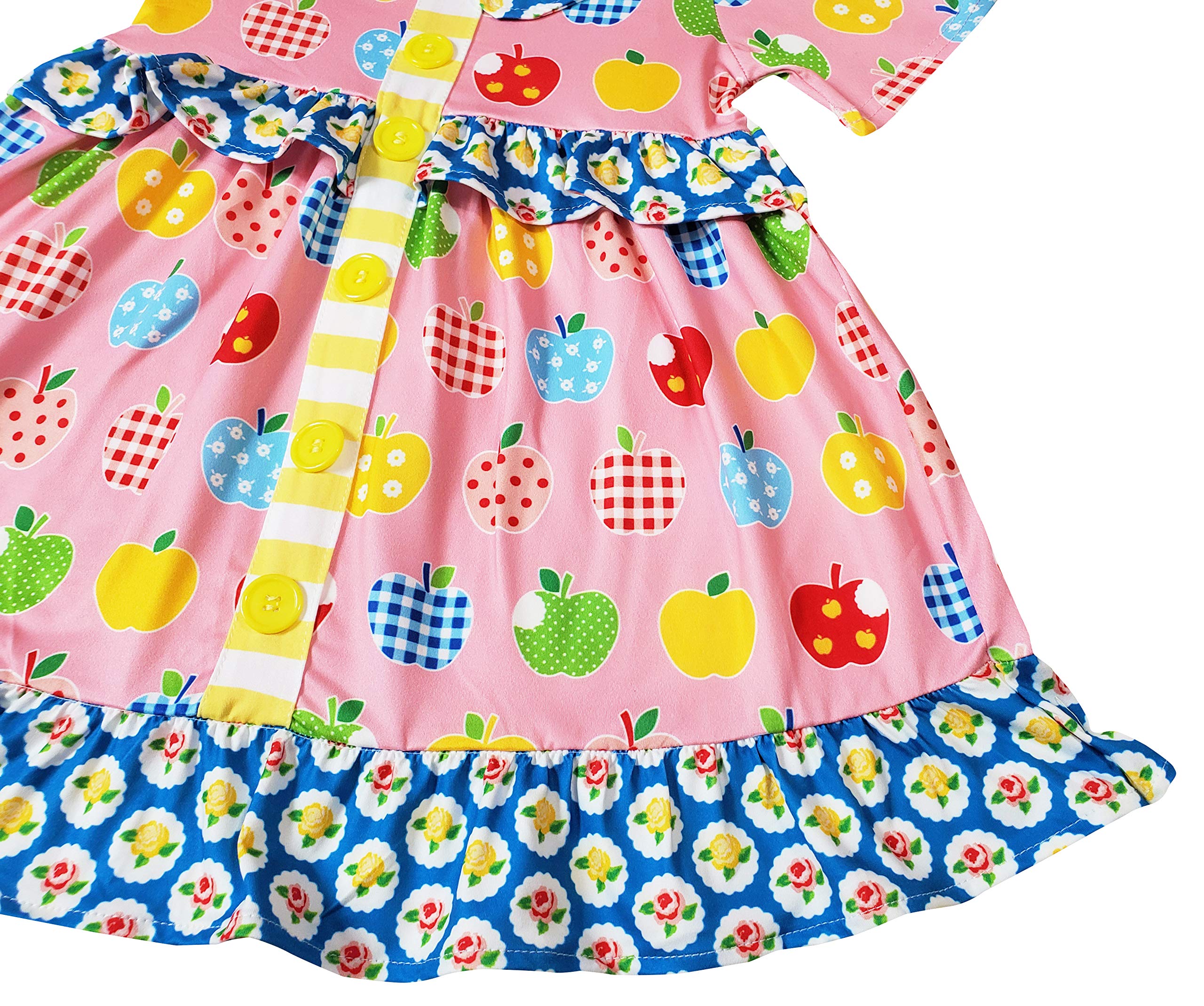 Stylish Baby & Toddler Girls' Apple & School Bus Print Back to School Dress Outfits - Cute Classroom & Playdate Clothes