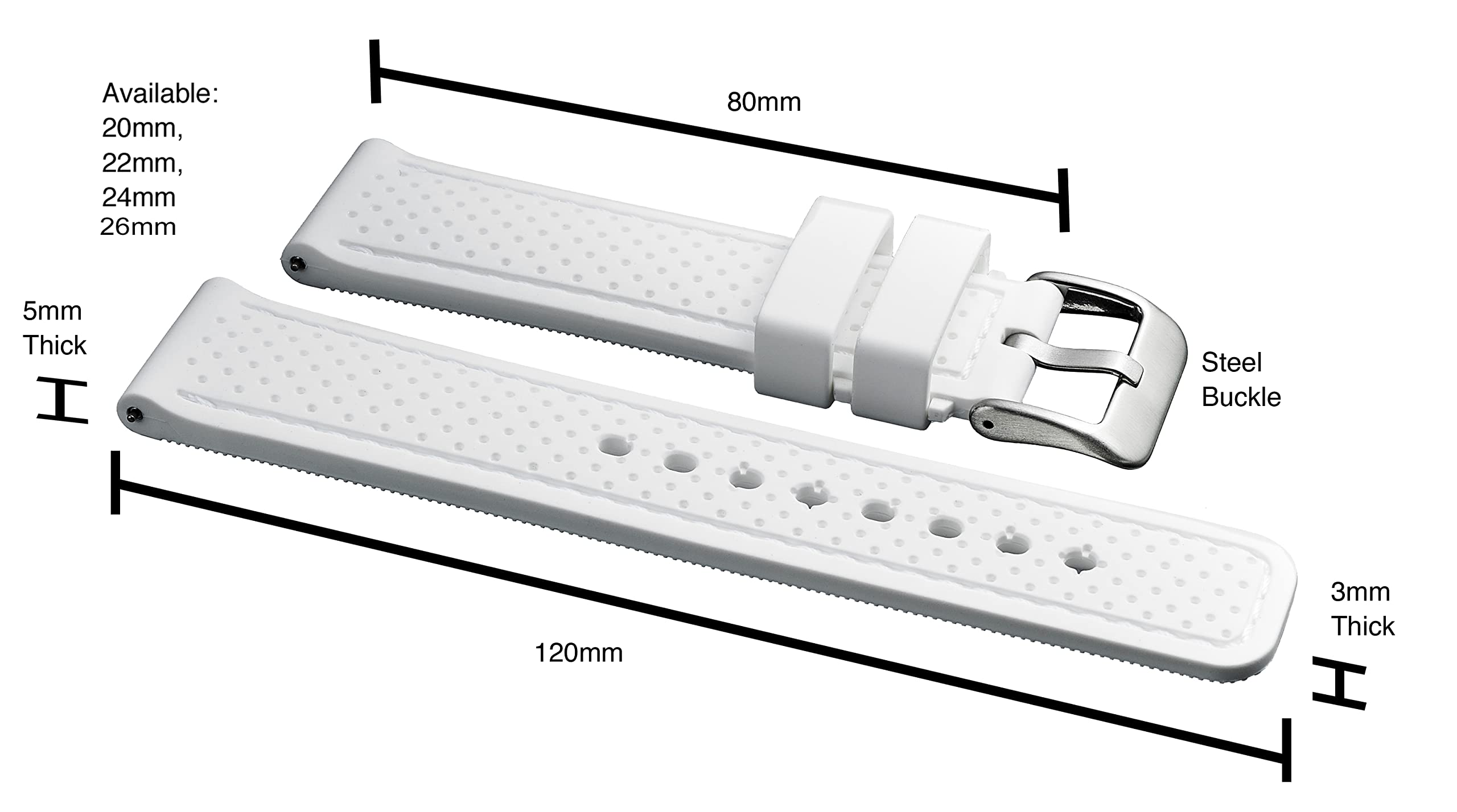 Premium Soft Silicone Adjustable Watch Band for Women & Men - Waterproof Quick Release Rubber Strap Compatible with Smartwatches & Regular Watches - Perfect for Sports, Fitness & Everyday Wear