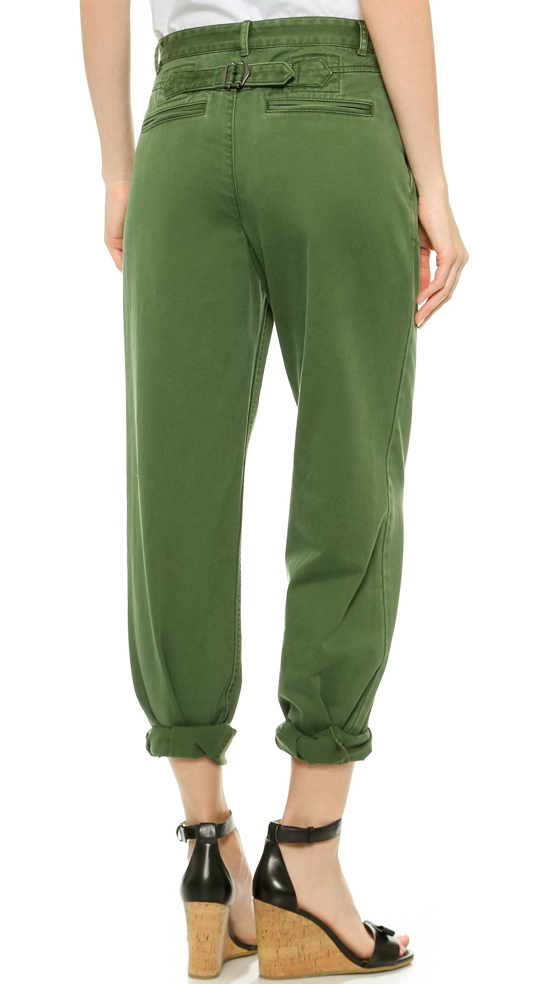 Marc by Marc Jacobs Women's Classic Cotton Casual Pants - Comfortable Stretch Fit, Fatigue Green, Size 10 | Perfect for Work, Travel & Everyday Wear