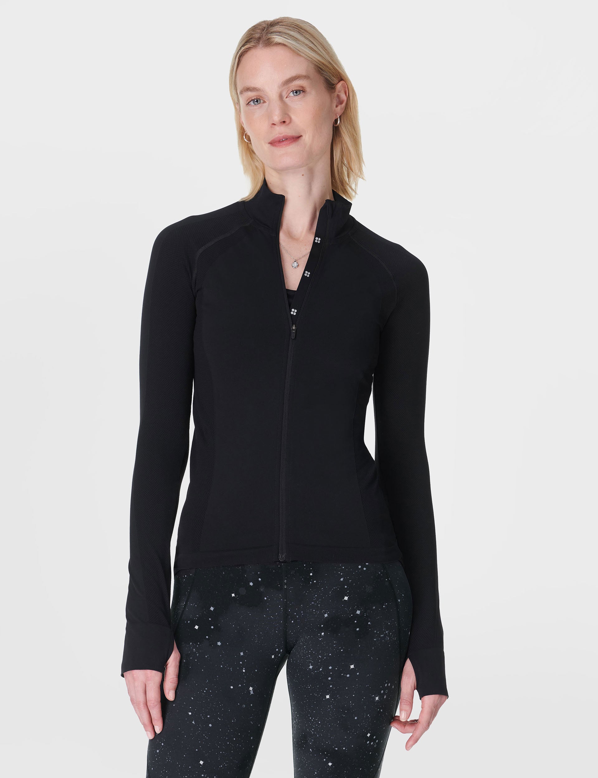 Seamless Workout Zip Up Hoodie for Athletes - Black | Gym, Running & Training Apparel