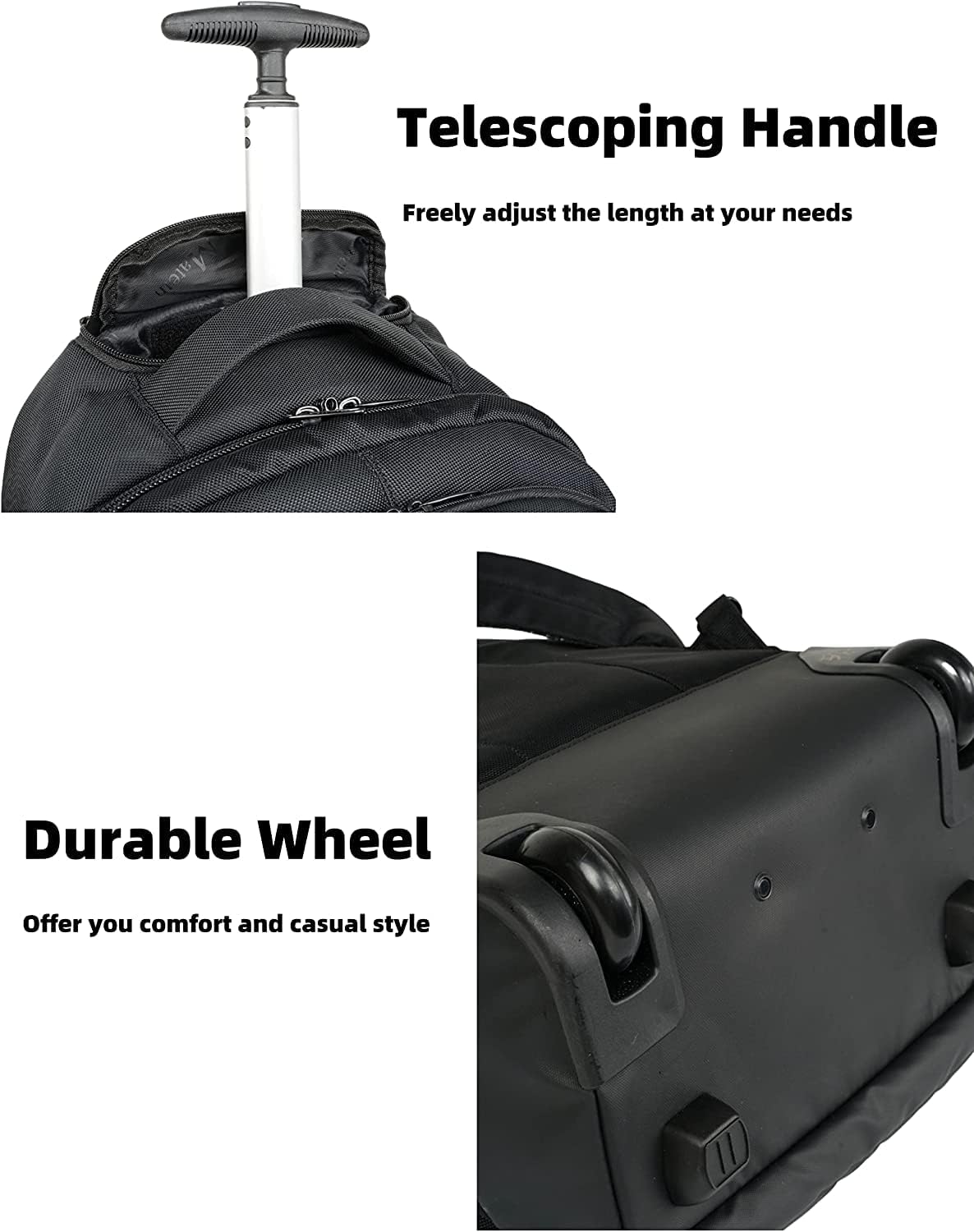 Matein 18-Inch Wheeled Travel Backpack - TSA Approved Carry-On Laptop Backpack with USB Charging Port for Business, College & Air Travel - Black | Perfect for Commuting, Work Trips & Campus Life