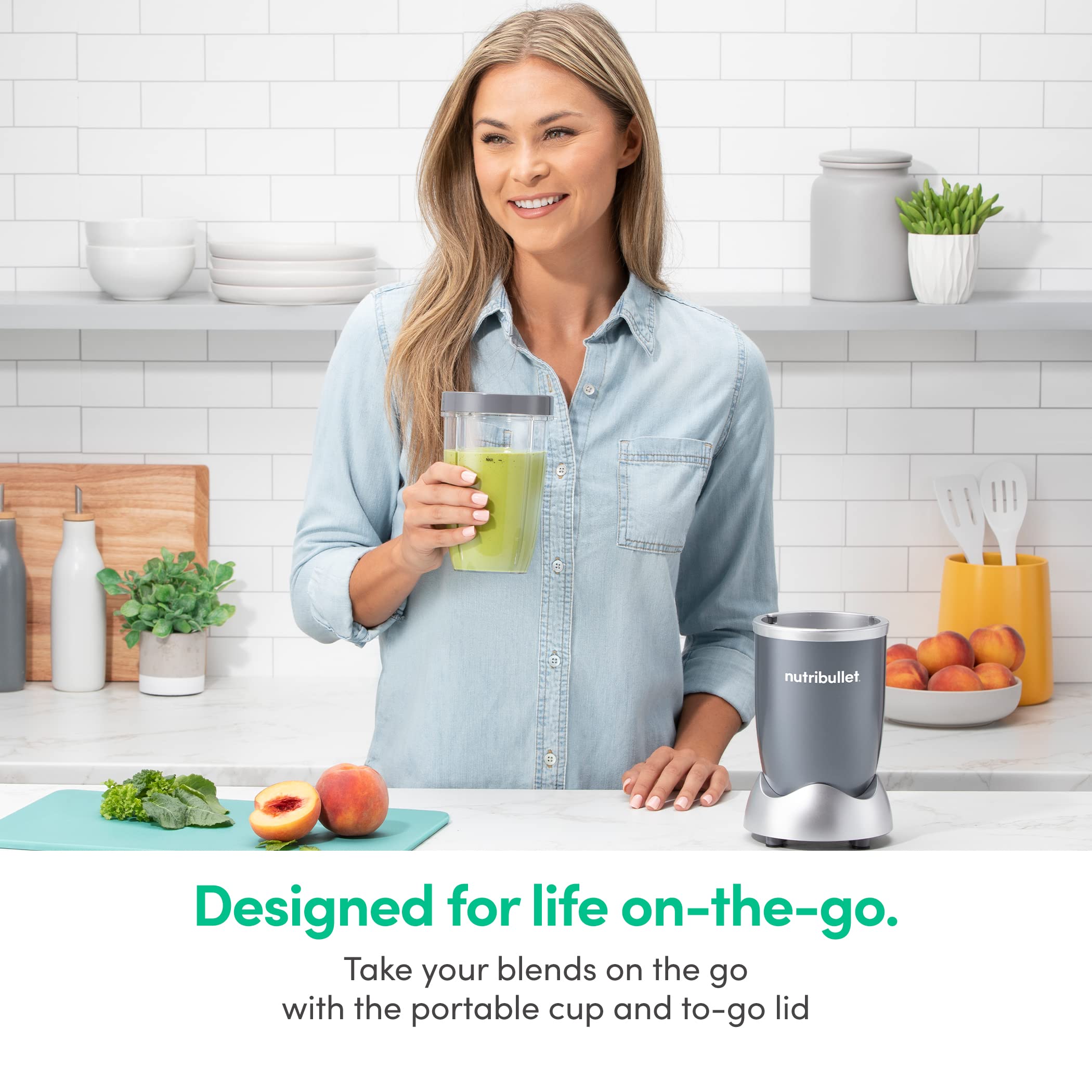 Nutribullet 600W Personal Blender - 24oz Gray (NBR-0601) for Smoothies, Protein Shakes, Meal Prep & Frozen Drinks | Perfect for Kitchen, Gym & Healthy Lifestyle