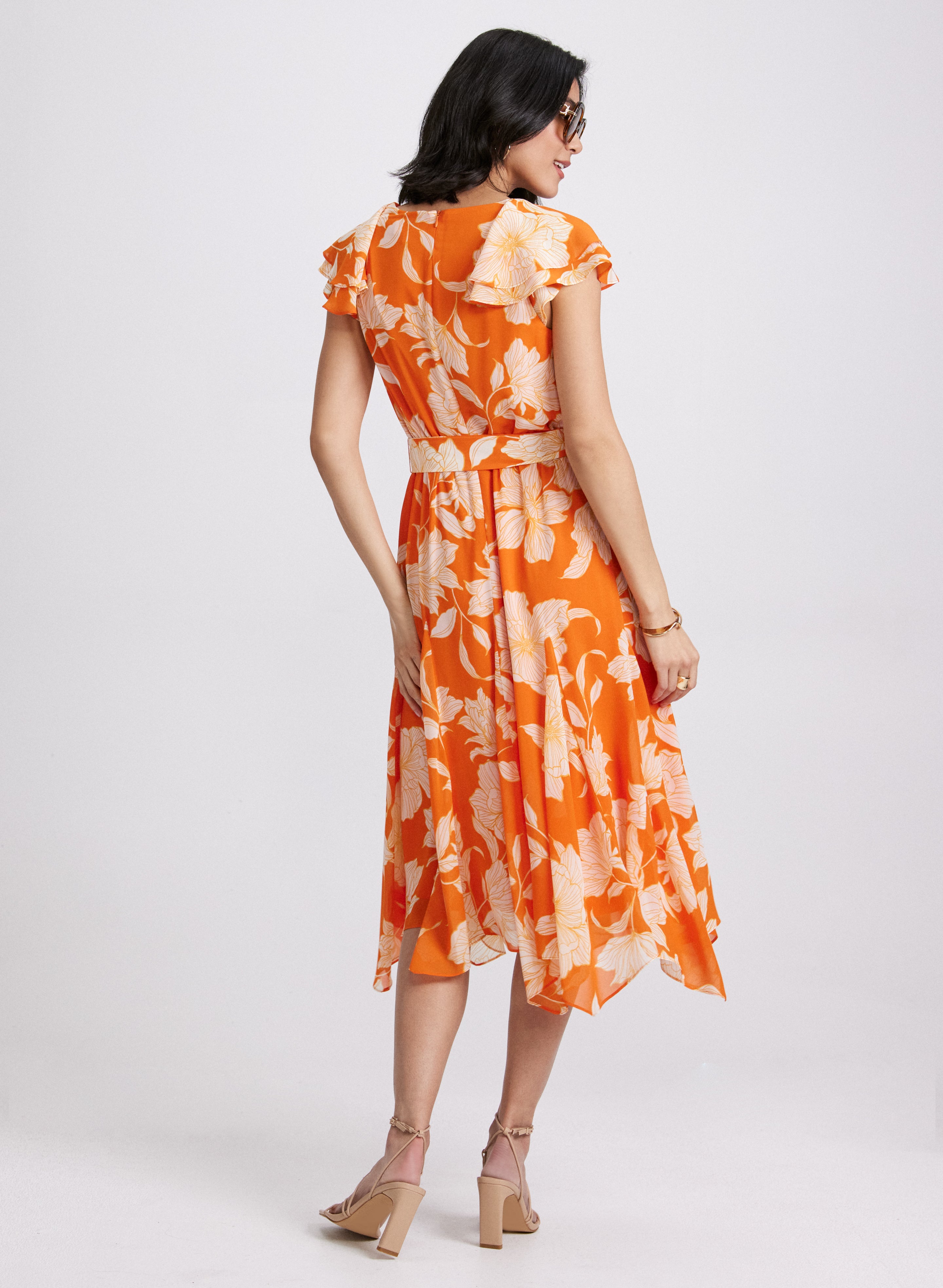 Floral Midi Dress for Women - Summer Boho Flowy Dress with Pockets - Perfect for Beach Vacation, Date Night & Outdoor Parties