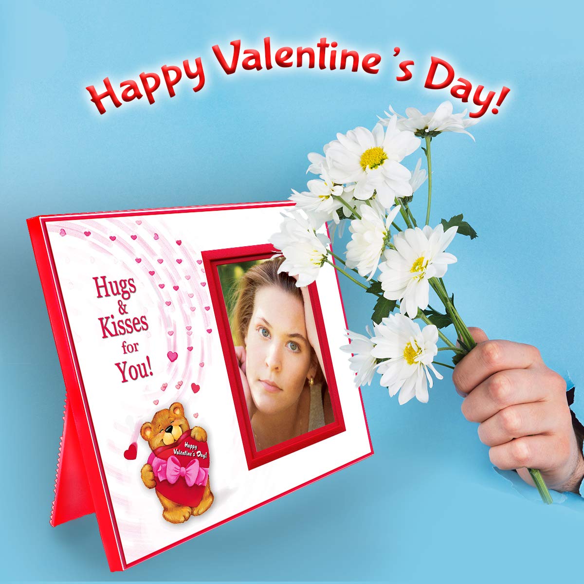 Valentine's Photo Frame - Cute Bear Design for Grandma Gift | Holds 3.5x5 Photo | Tabletop Decor