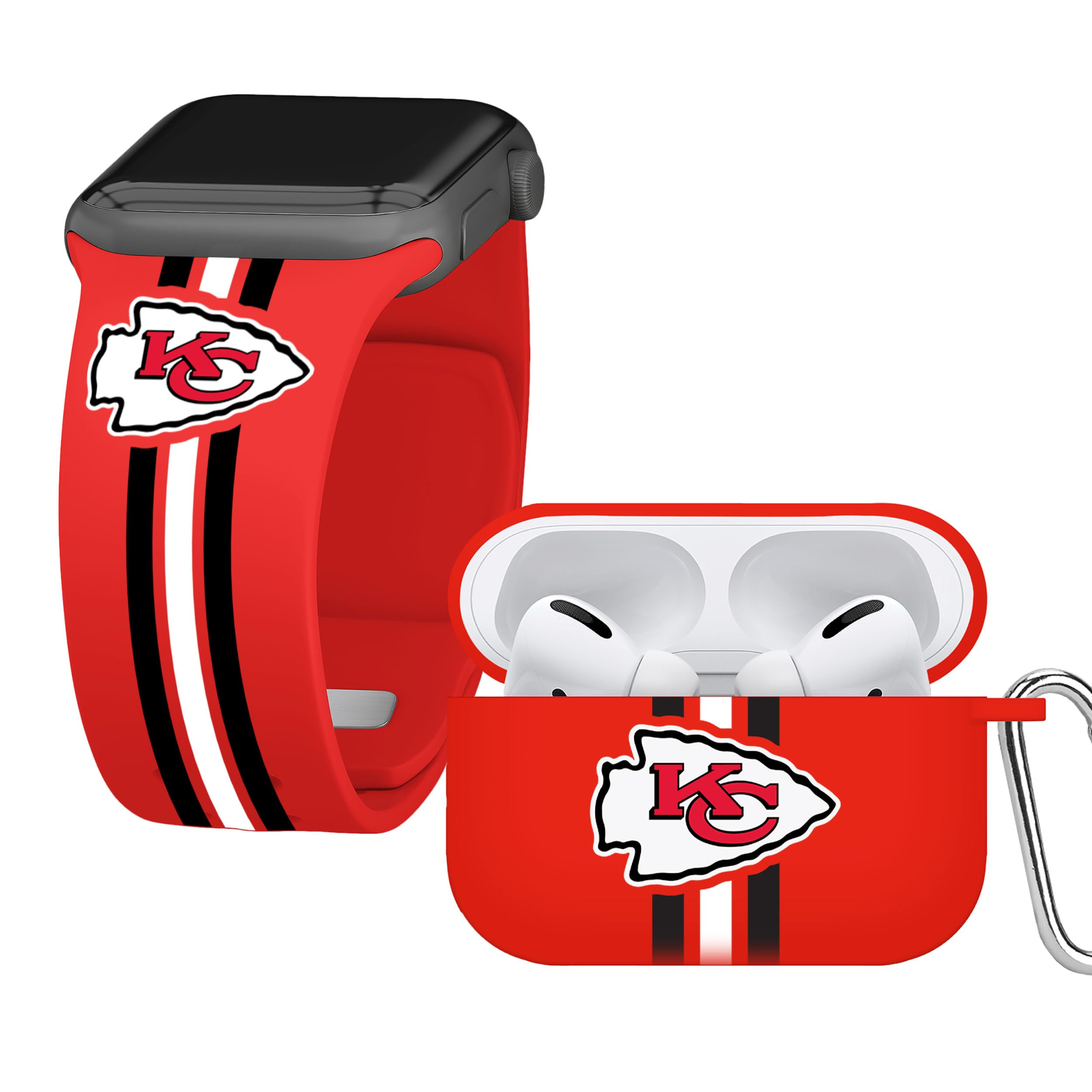 Kansas City Chiefs HD Combo Package for Apple Watch & AirPods Pro - Game Day Stripes Design | Perfect for NFL Fans & Game Day Accessories