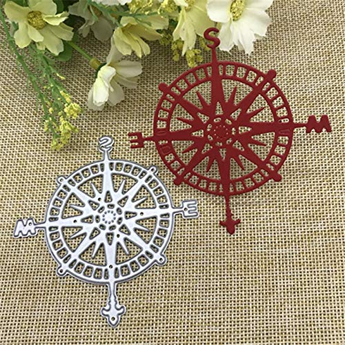1 Pcs Compass Shape Metal Cutting Dies for DIY Scrapbooking, Card Making, and Paper Craft - 9.5cm x 8.2cm - Perfect for Photo Albums, Greeting Cards, and Home Decor Projects