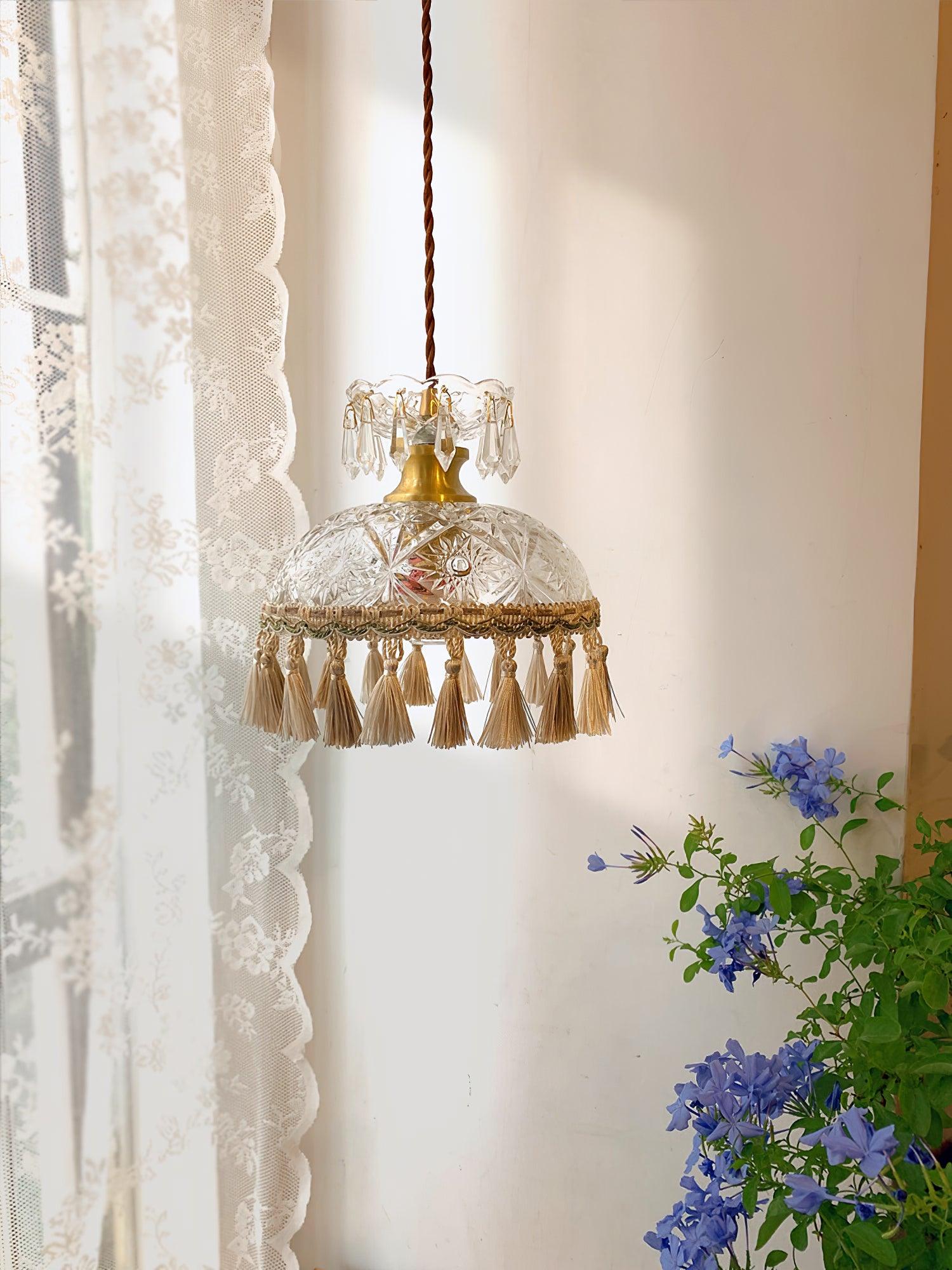 Modern Bowl Tassel Pendant Light - Elegant Hanging Chandelier for Dining Room, Kitchen Island, Bedroom & Living Room Decor