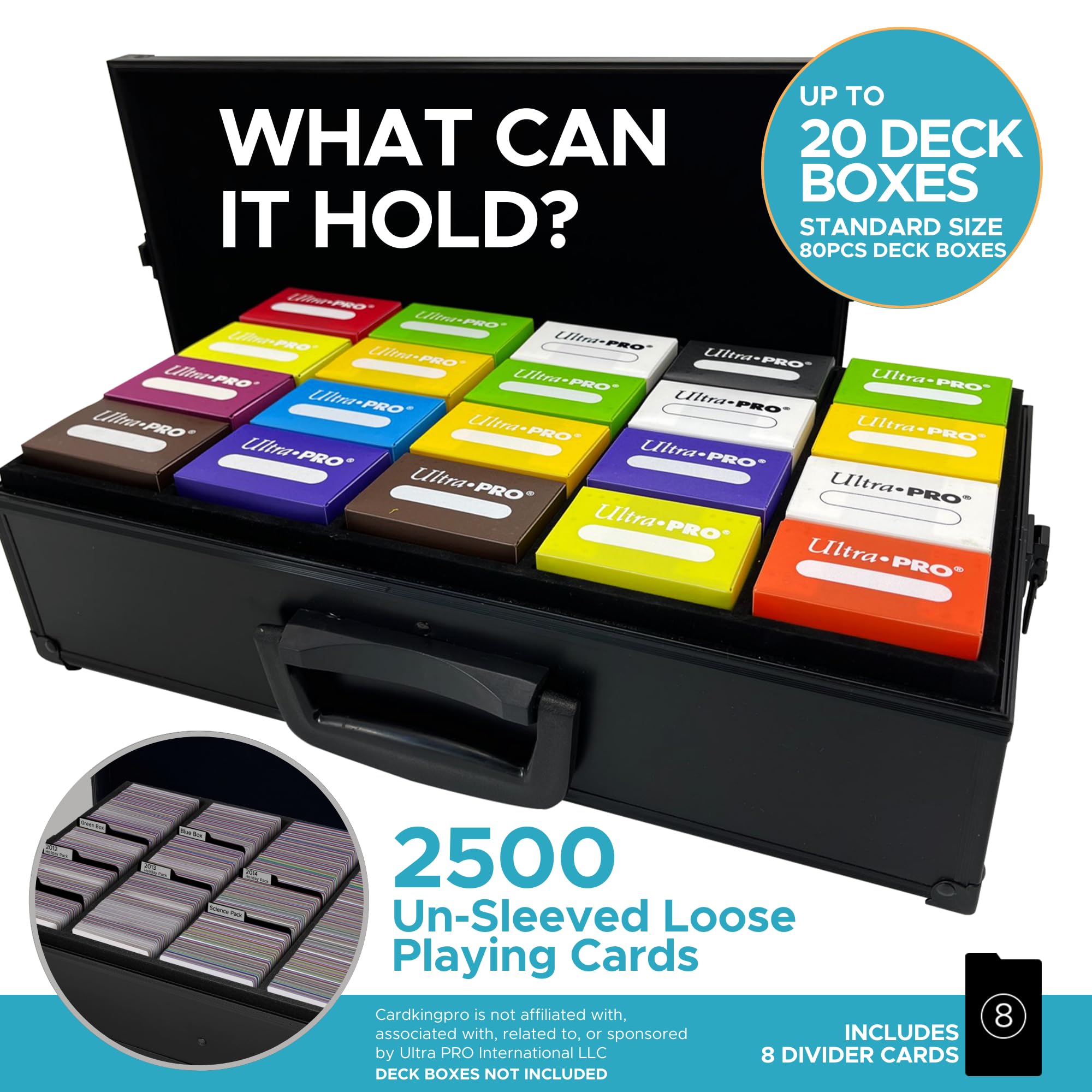 Premium Game Card Storage Case (BBB Edition) - Holds 2500 Unsleeved Cards | Compatible with Magic The Gathering (MTG), Pokemon, Yu-Gi-Oh & All Standard Trading Card Games | Includes 8 Custom Dividers | Perfect for TCG Collectors, Tournaments & Home Organization