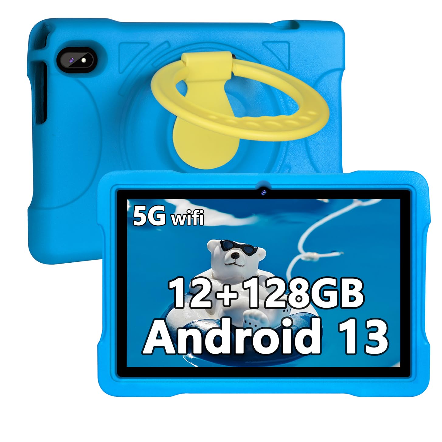 AOCWEI X700 10 Inch Android 13 Kids Tablet - 12GB RAM 128GB ROM, 512GB Expandable, Octa-Core 2.0GHz, 5G WiFi, 6000mAh Battery, Child Lock - Blue | Perfect for Learning, Gaming & Entertainment