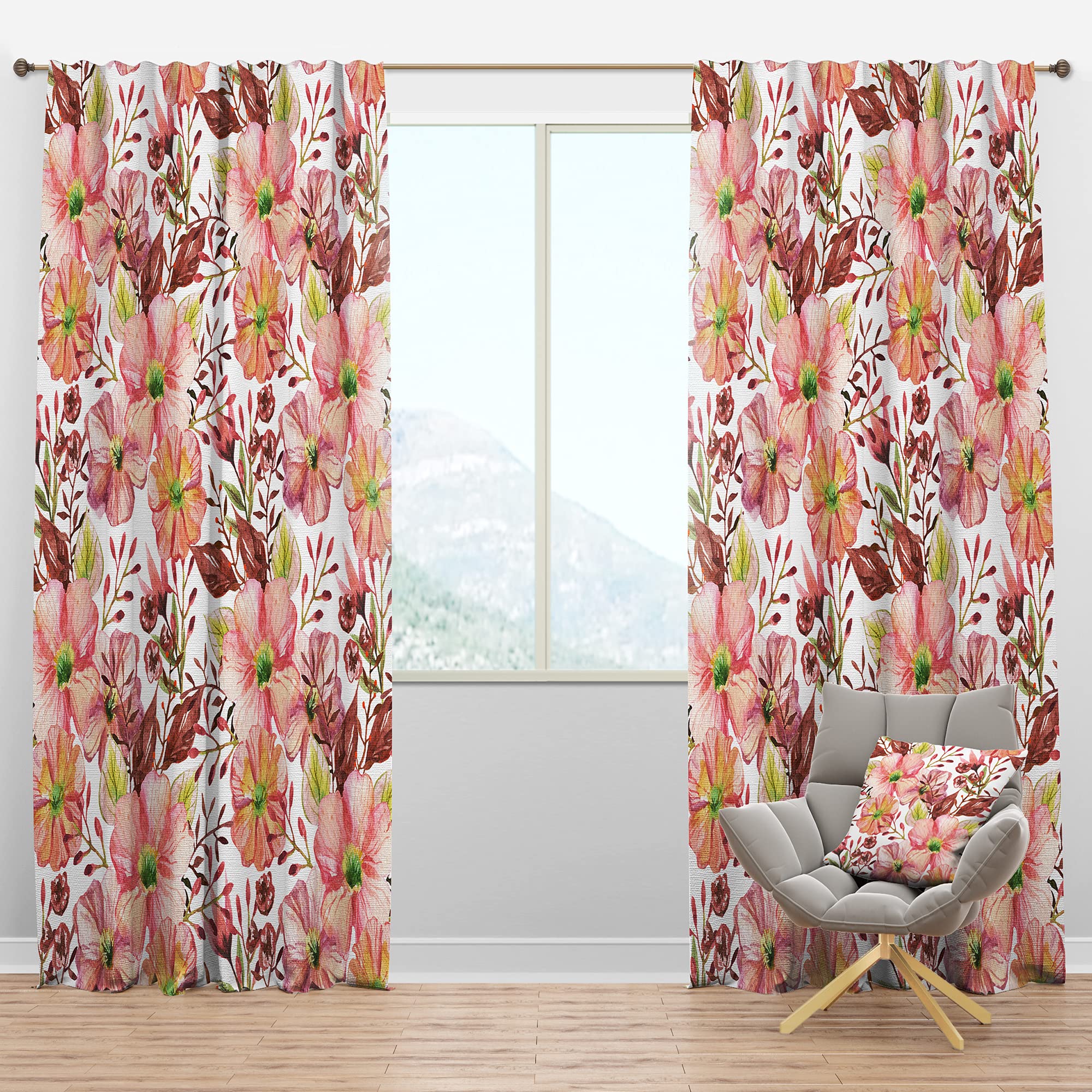 Floral Botanical Retro II Blackout Curtains - Thermal Insulated Single Panel (52x84) for Bedroom & Living Room - Perfect for Light Blocking, Energy Saving & Home Decor