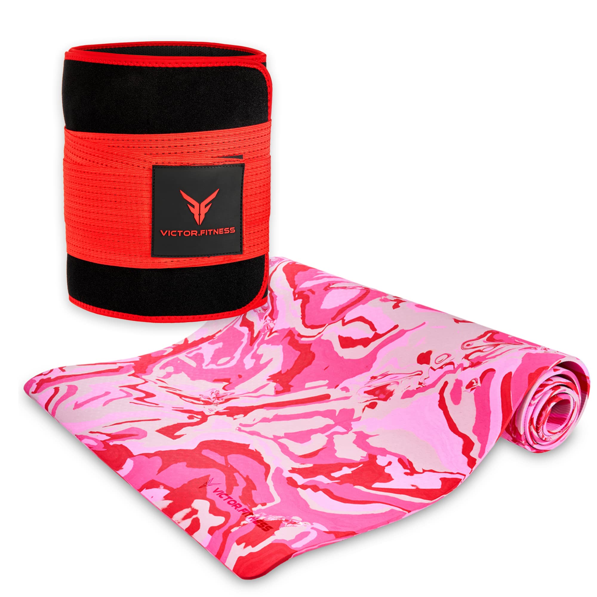 Premium Non-Slip TPE Yoga Mat with Travel Strap & Waist Trimmer - Thick, Durable Pink Camouflage Design for Home Workouts, Gym, Pilates & Travel Fitness