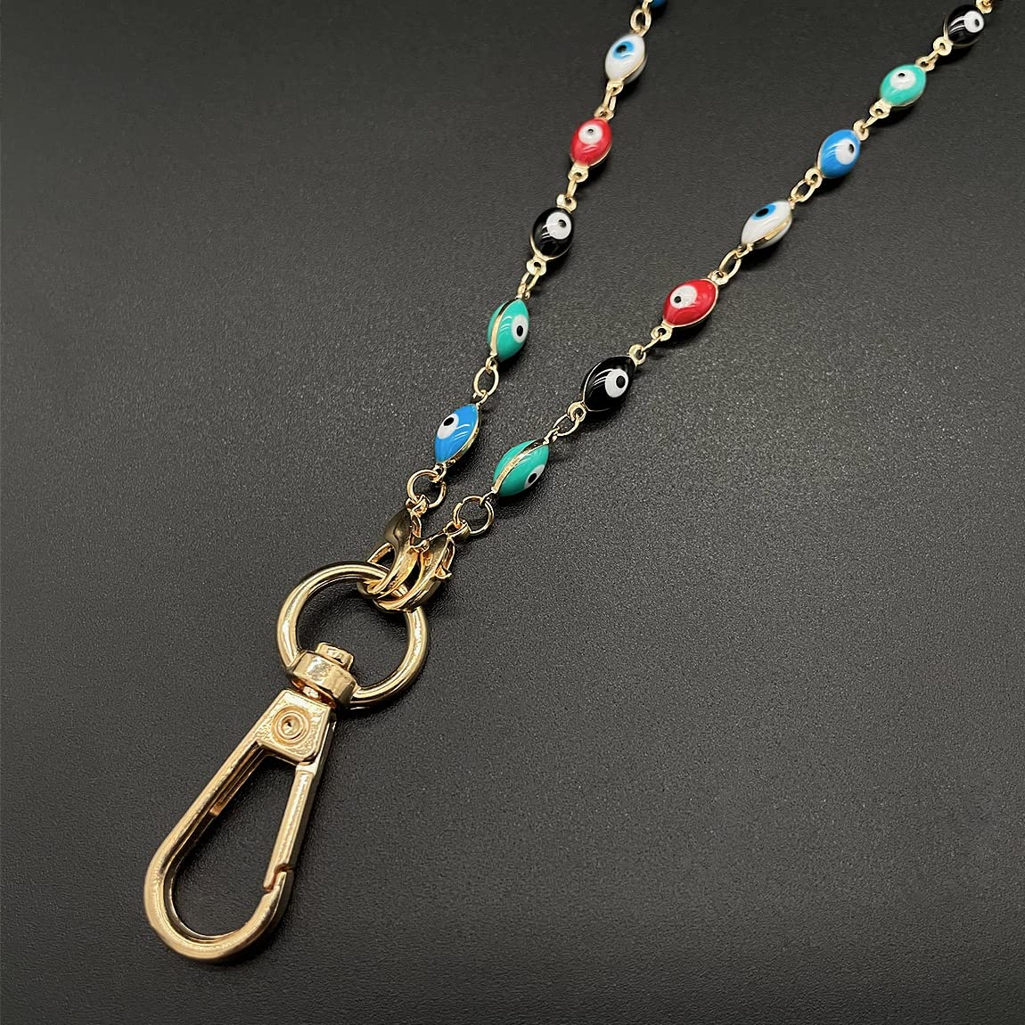 Evil Eye Lanyard for Cruise Ship Cards & ID Badges - Women's Gold Chain Necklace for Travel & Work