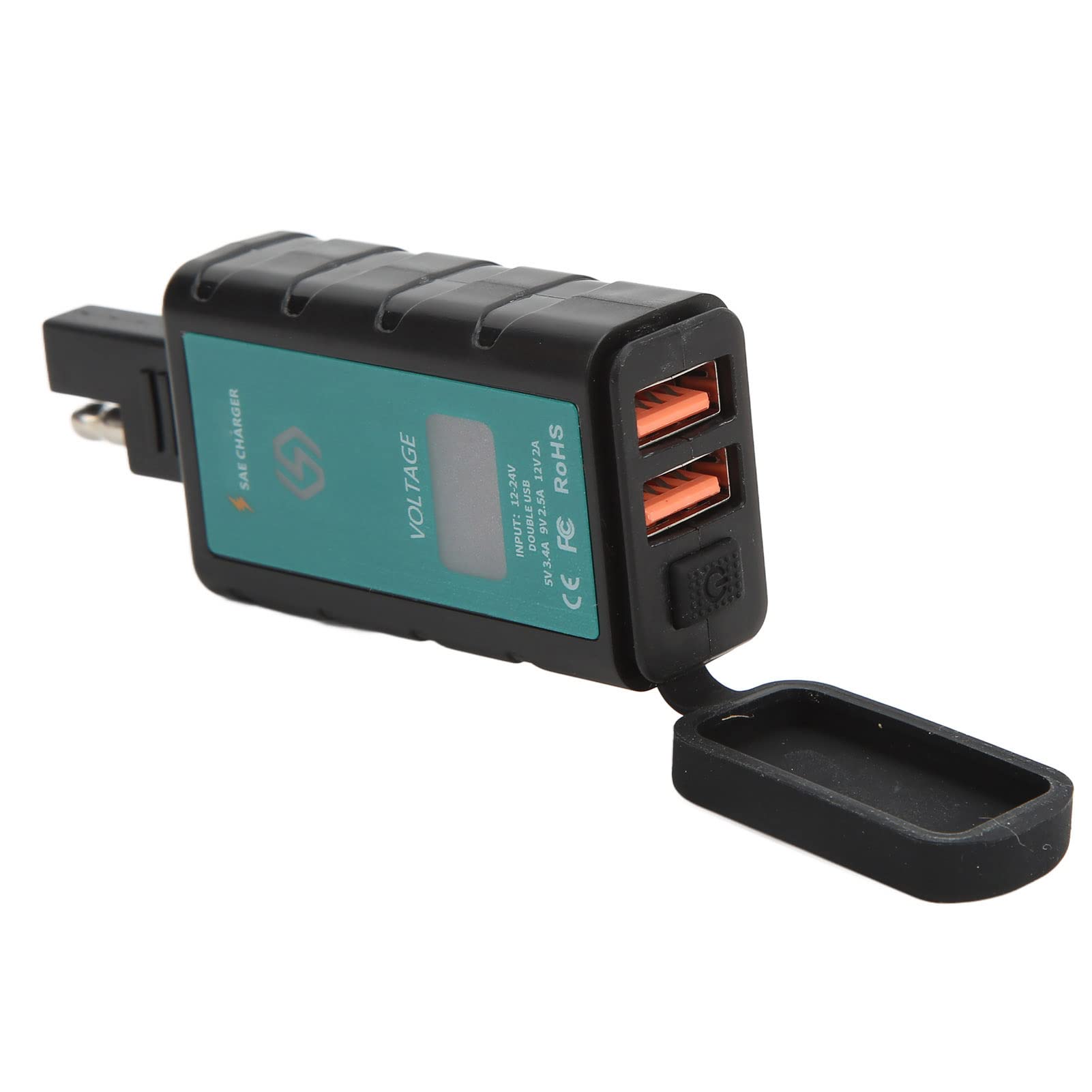 Waterproof Motorcycle Phone Charger with Voltmeter - Dual USB for ATV & Cars - Riding & Travel Use