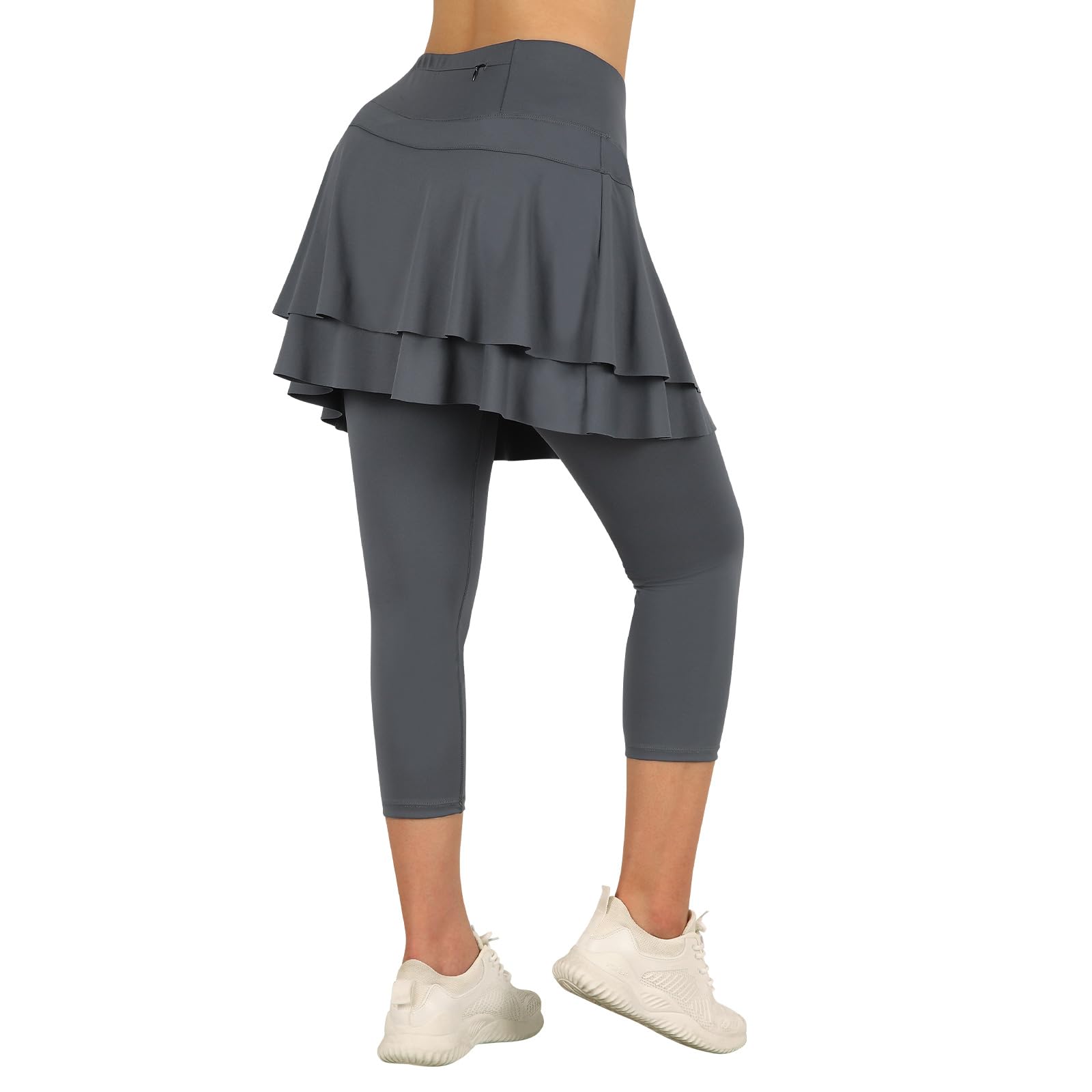 ANIVIVO Women's Skirted Leggings - Athletic Capri Pants with Built-in Tennis Skirt & Pockets for Golf, Pickleball, Yoga & Workout | Comfortable & Stylish Activewear
