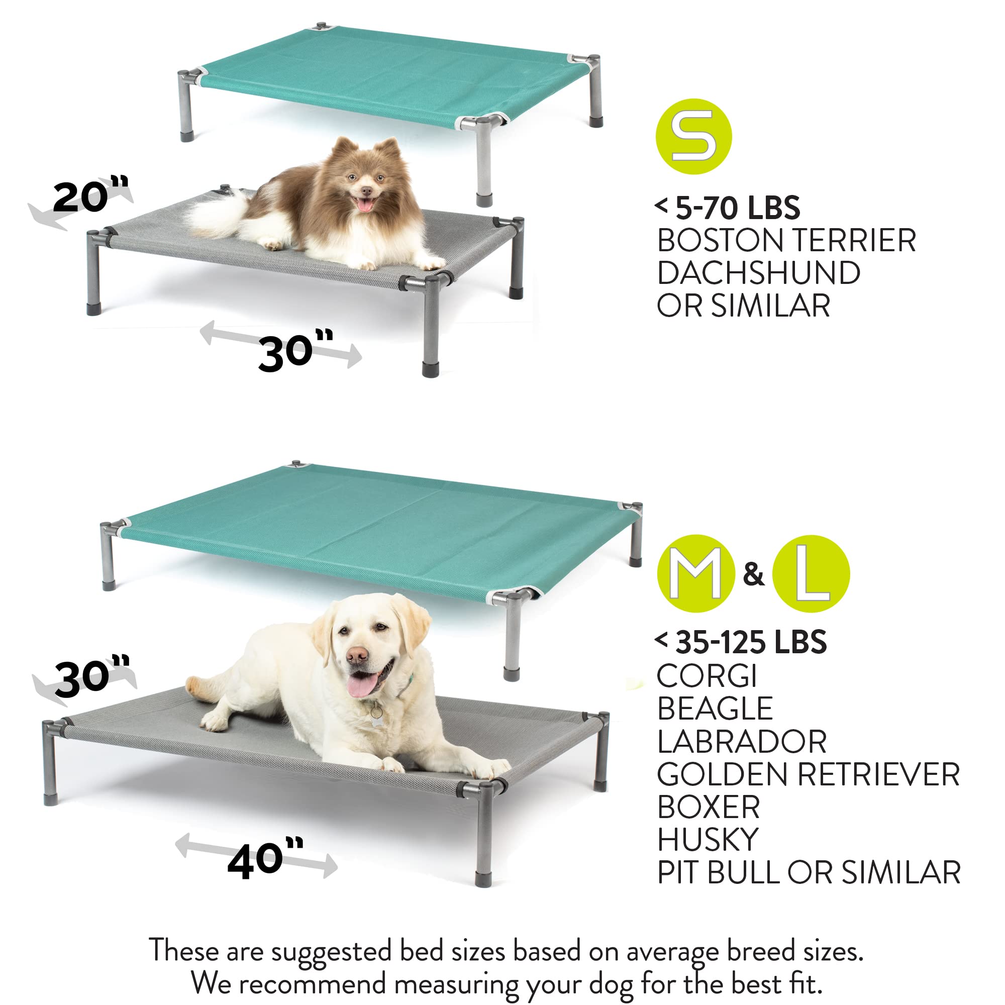 Hyper Pet Raised Rest Deluxe Elevated Dog Bed - Breathable Cooling Outdoor/Indoor Large Dog Bed (40