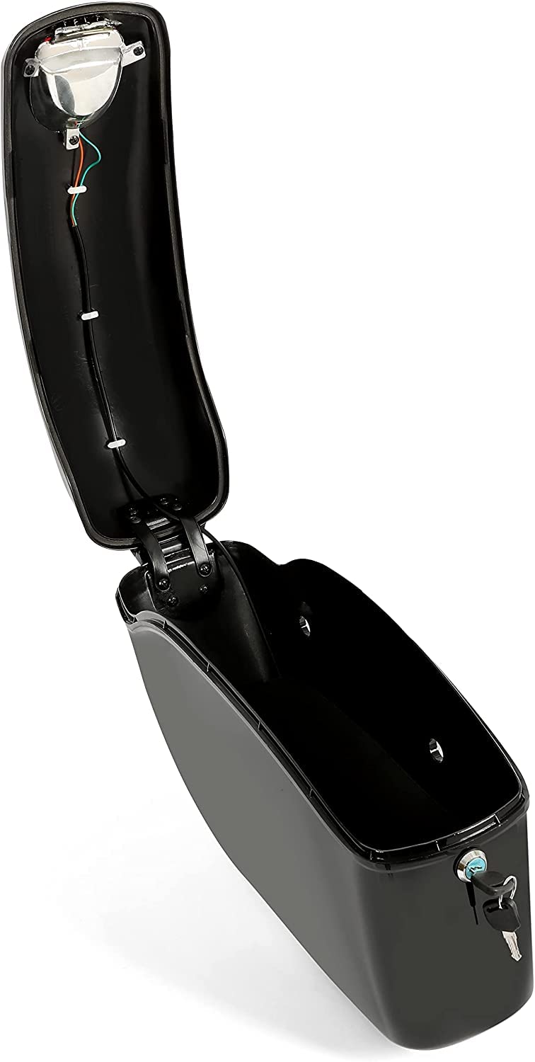Universal Hard Saddle Bags for Motorcycles - Waterproof Cruiser Trunk Luggage with Mounting Brackets & LED Lights - Fits Yamaha, Honda & Other Cruiser Bikes - Perfect for Long Distance Rides, Road Trips & Touring Accessories