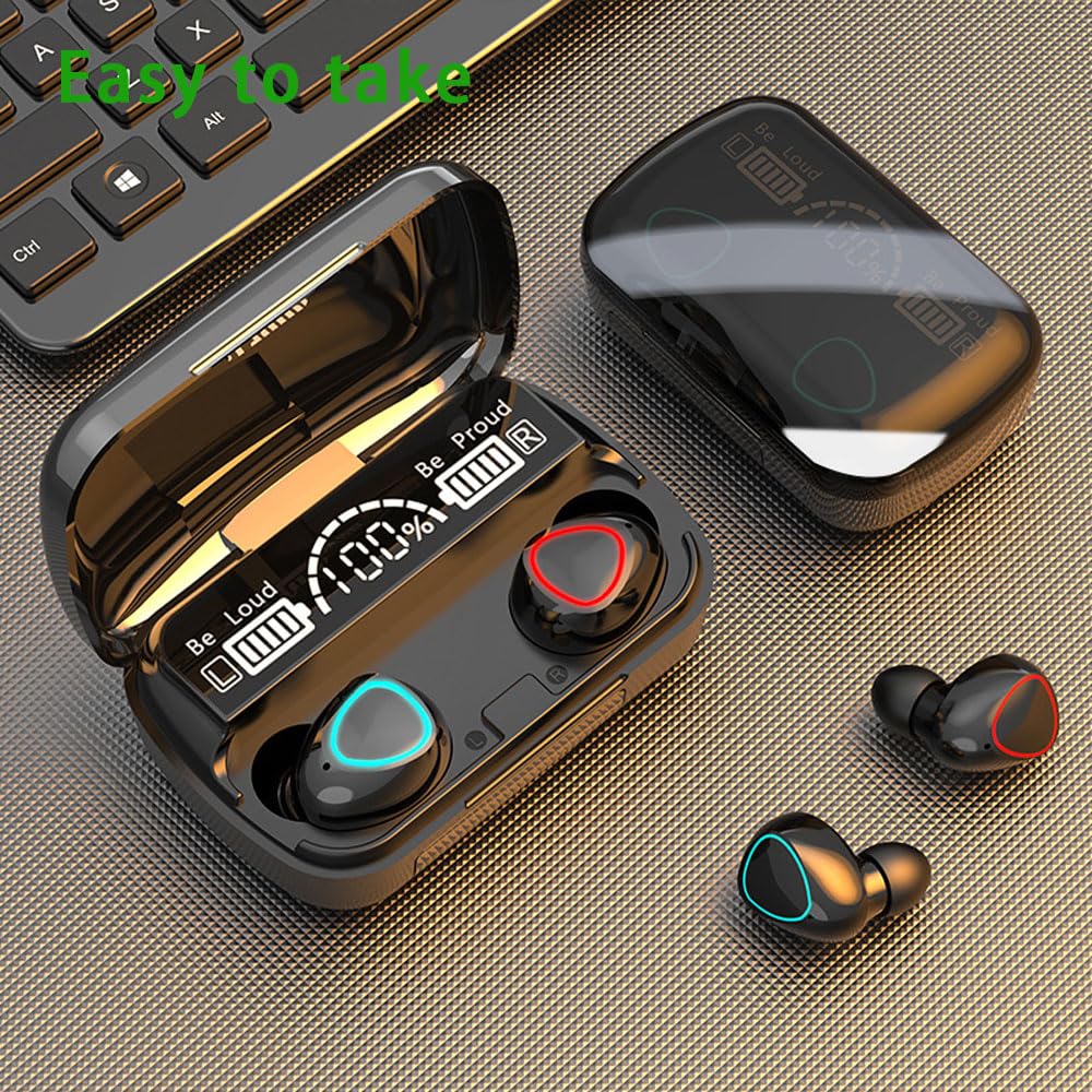 Wireless Earbuds Bluetooth 5.1 with Built-in Mic, M10 TWS Headphones Touch Control, Auto Pairing, Hi-Fi Stereo Sound for Gym, Running, Work & Travel