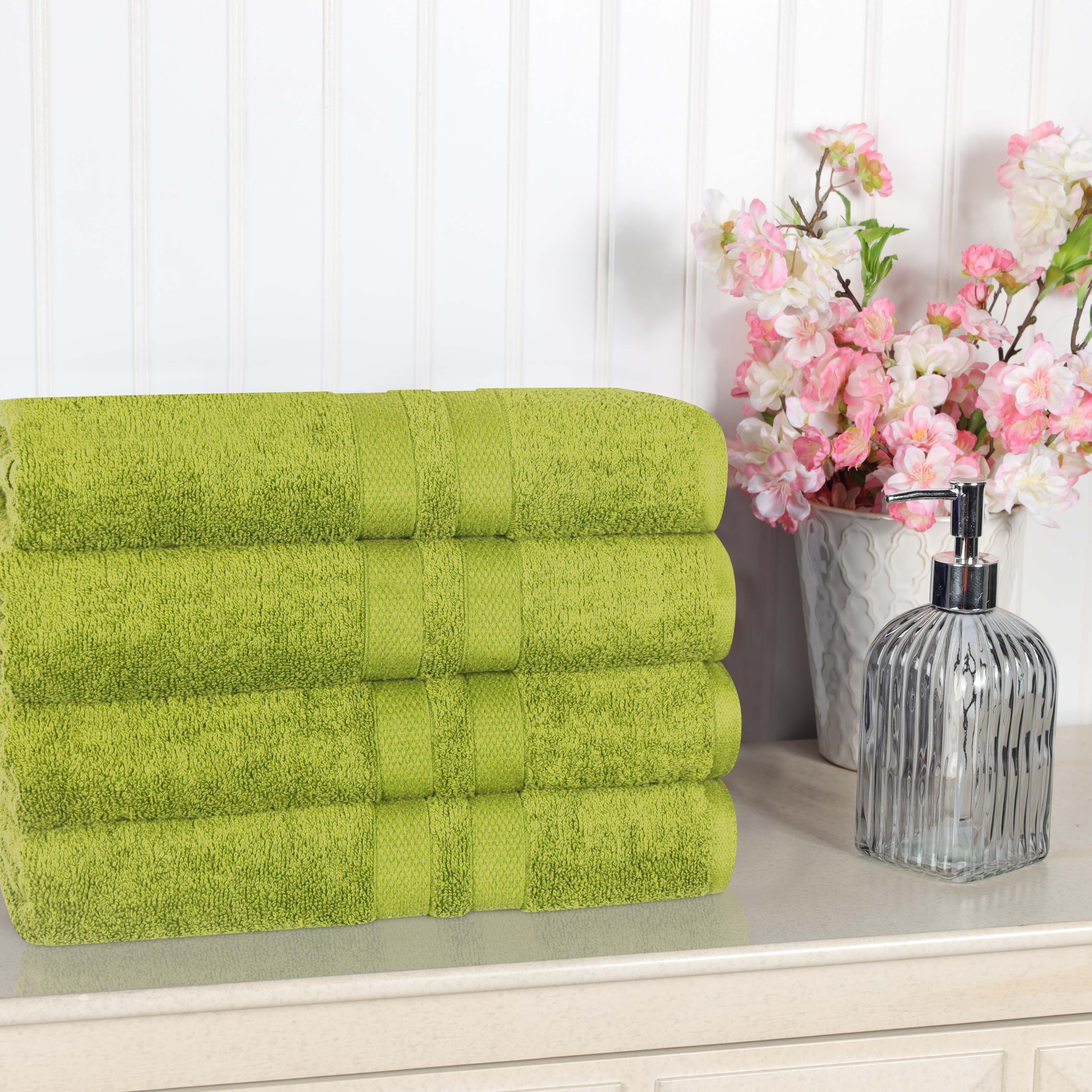 Premium Ultra Soft 100% Cotton Bath Towels Set of 4 - Highly Absorbent, Quick-Drying, Solid Color Bath & Beach Towels for Spa, Gym, Pool, and Home Use