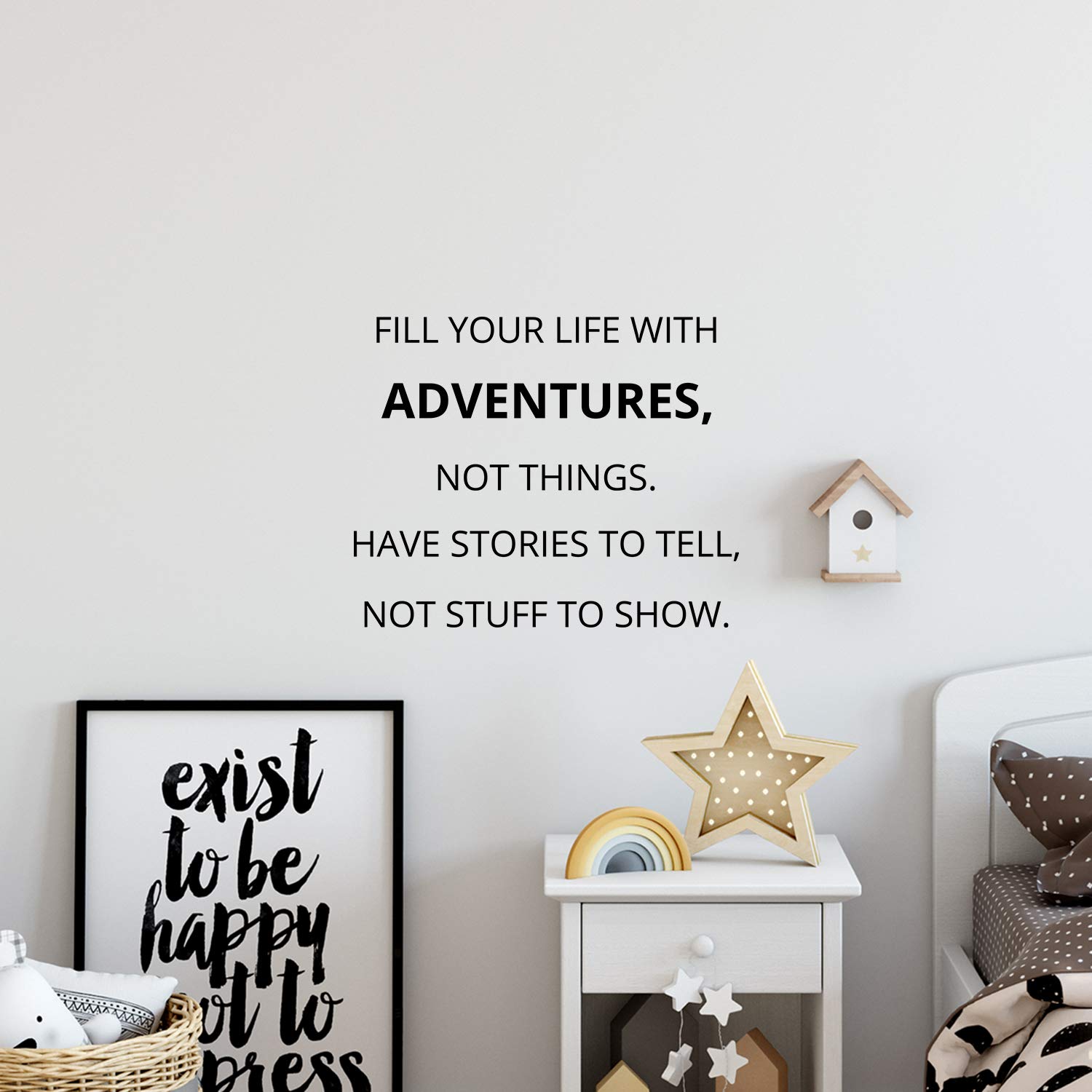 Large Inspirational Wall Decal Sticker - Fill Your Life with Adventures Not Things - Motivational Quote Vinyl Art for Office, School, Classroom & Gym Decor - Perfect for Home, Work & Fitness Spaces