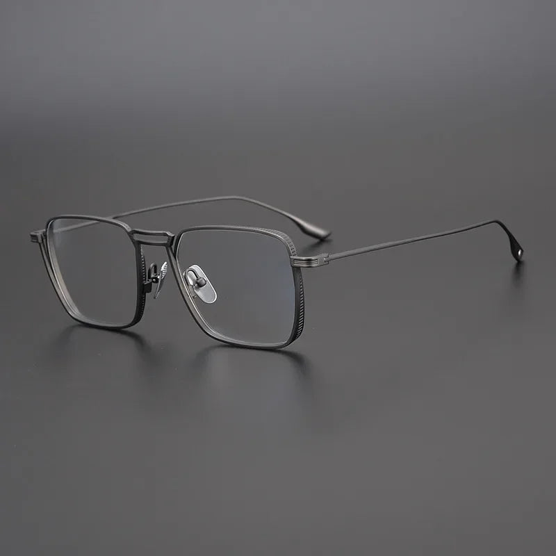 Aror Men's Full Rim Square Double Bridge Titanium Eyeglasses 49125 - Lightweight Durable Frame for Work, Reading & Driving - Premium Titanium Glasses for Men