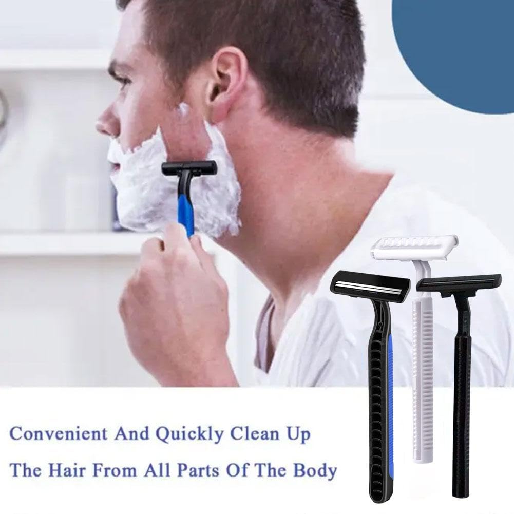 Bulk Disposable Double Blade Shaving Razors - Travel Size Men's Safety Razor Kit (Individually Wrapped) - Blue | Perfect for Hotels, Travel, Homeless Shelters & Guest Rooms | Durable Shaving Supplies for On-The-Go Grooming