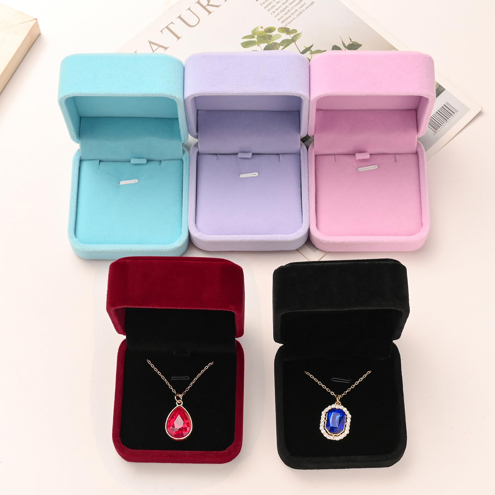 Luxury Velvet Jewelry Box for Necklace & Pendant - 2.8 x 2.8 x 1.6 Inch Pink Gift Box with Soft Lining, Perfect for Jewelry Display, Storage & Wedding Gift Giving