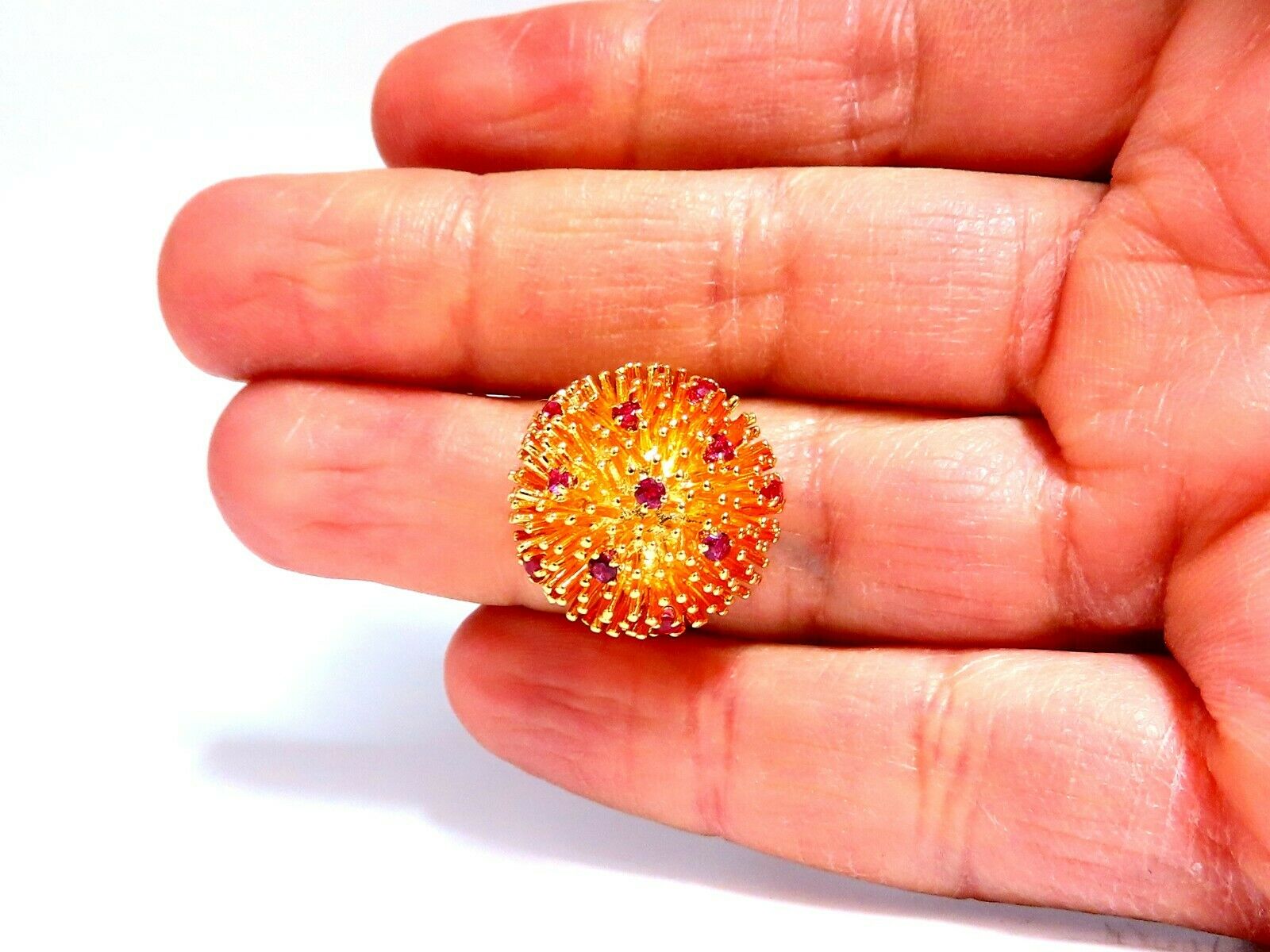 14kt Gold Corona V Natural Ruby Raised Semi Domed Statement Ring - Elegant Jewelry for Women, Perfect for Weddings, Parties & Special Occasions