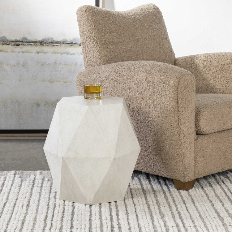 Volker 18 x 18 Inch White Ceruse Accent Table - Perfect for Living Room, Bedroom, or Entryway Decor