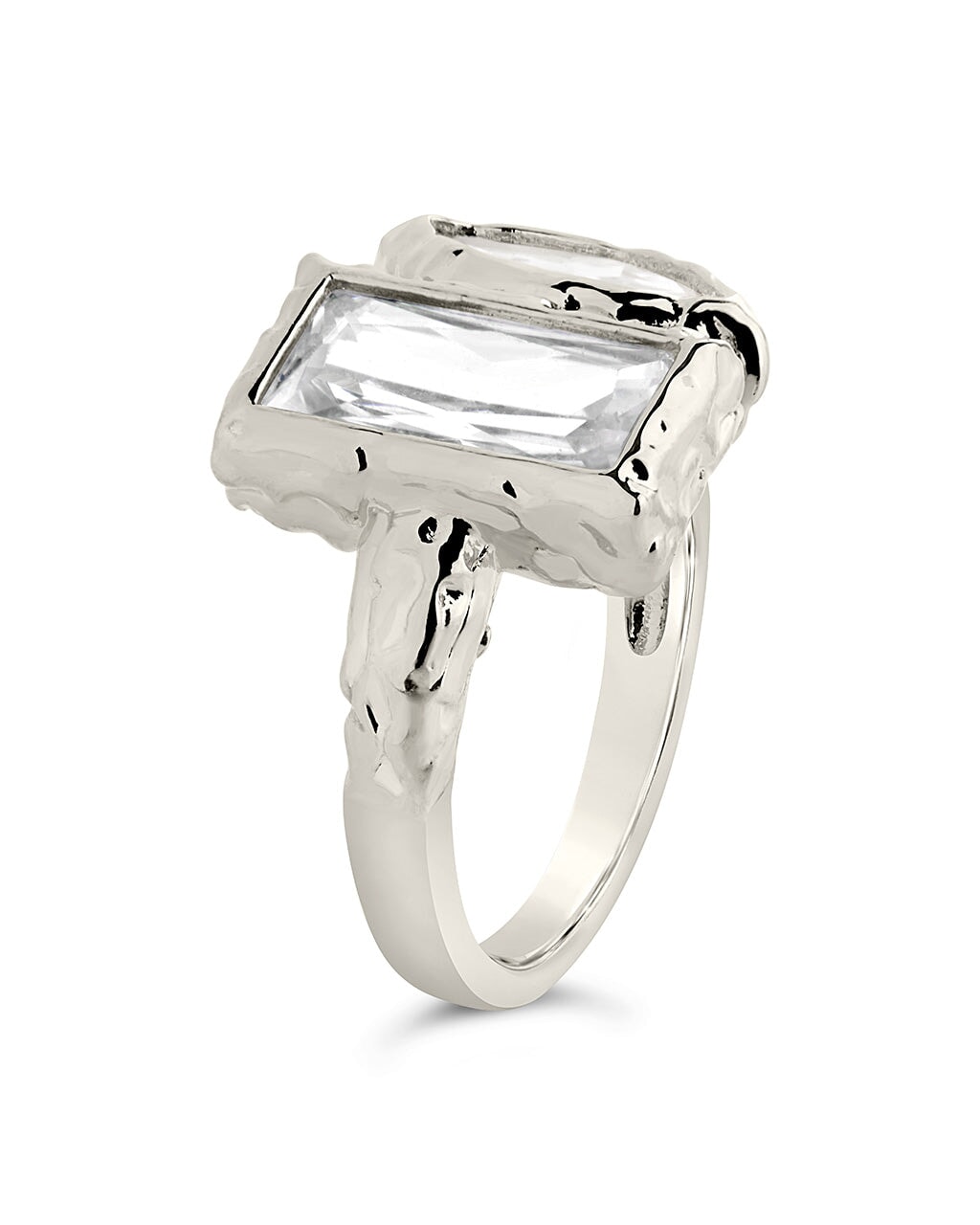 Tate CZ & Molten Metal Toi et Moi Ring - Elegant Two-Stone Promise Ring for Couples, Anniversary & Engagement Gift - Perfect for Romantic Occasions & Special Moments