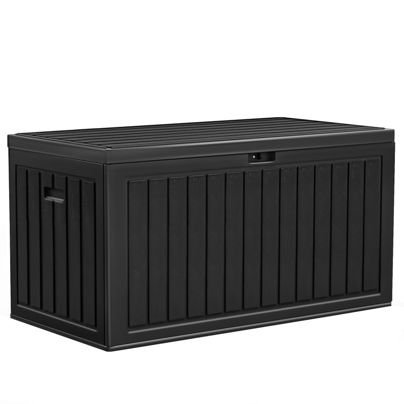**YITAHOME 90 Gallon Large Deck Box - Double-Wall Resin Outdoor Storage Container for Patio Furniture, Cushions, Pool Floats & Garden Tools - Lockable, Waterproof, Durable (Black) - Perfect for Backyard, Deck & Poolside Storage**
