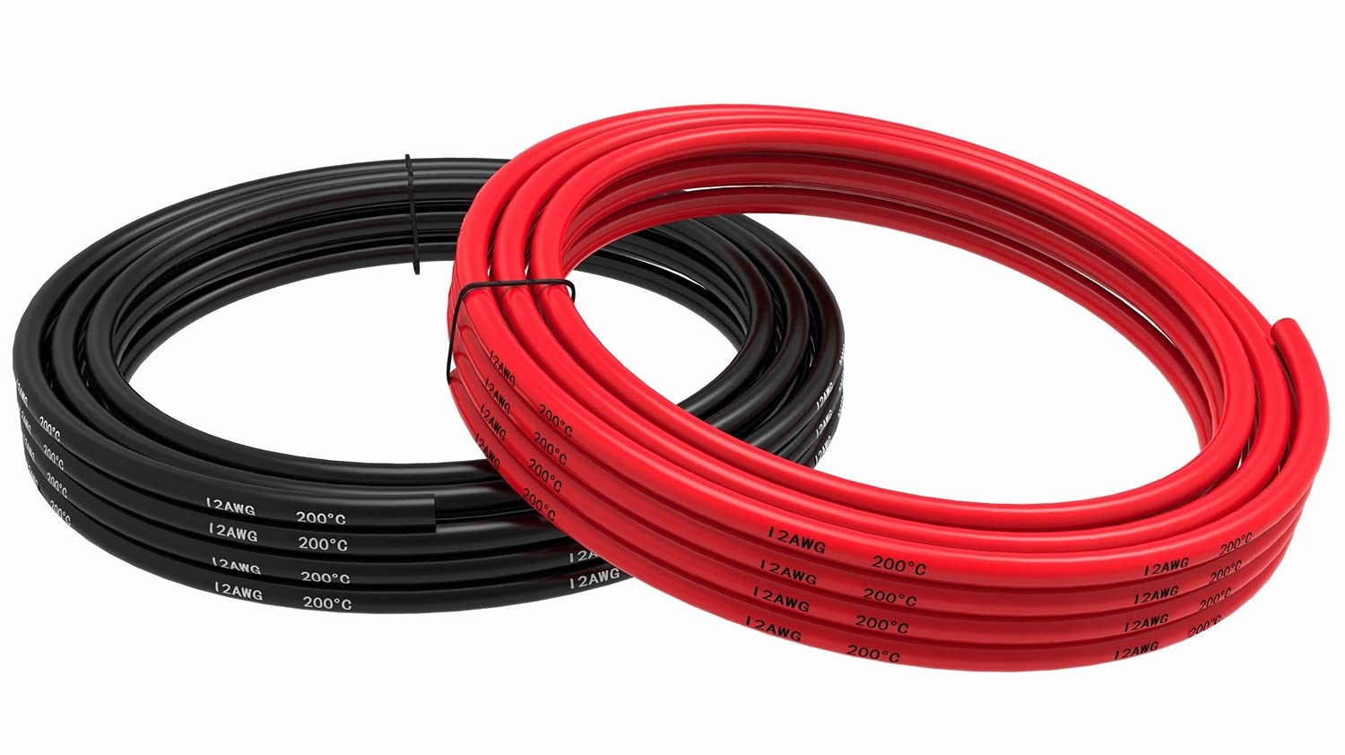 12 AWG Silicone Wire - 15 ft Black & 15 ft Red Tinned Copper Electrical Wire | Flexible Stranded 12 Gauge Wire for RC Cars, Drones, Robotics & DIY Electronics Projects