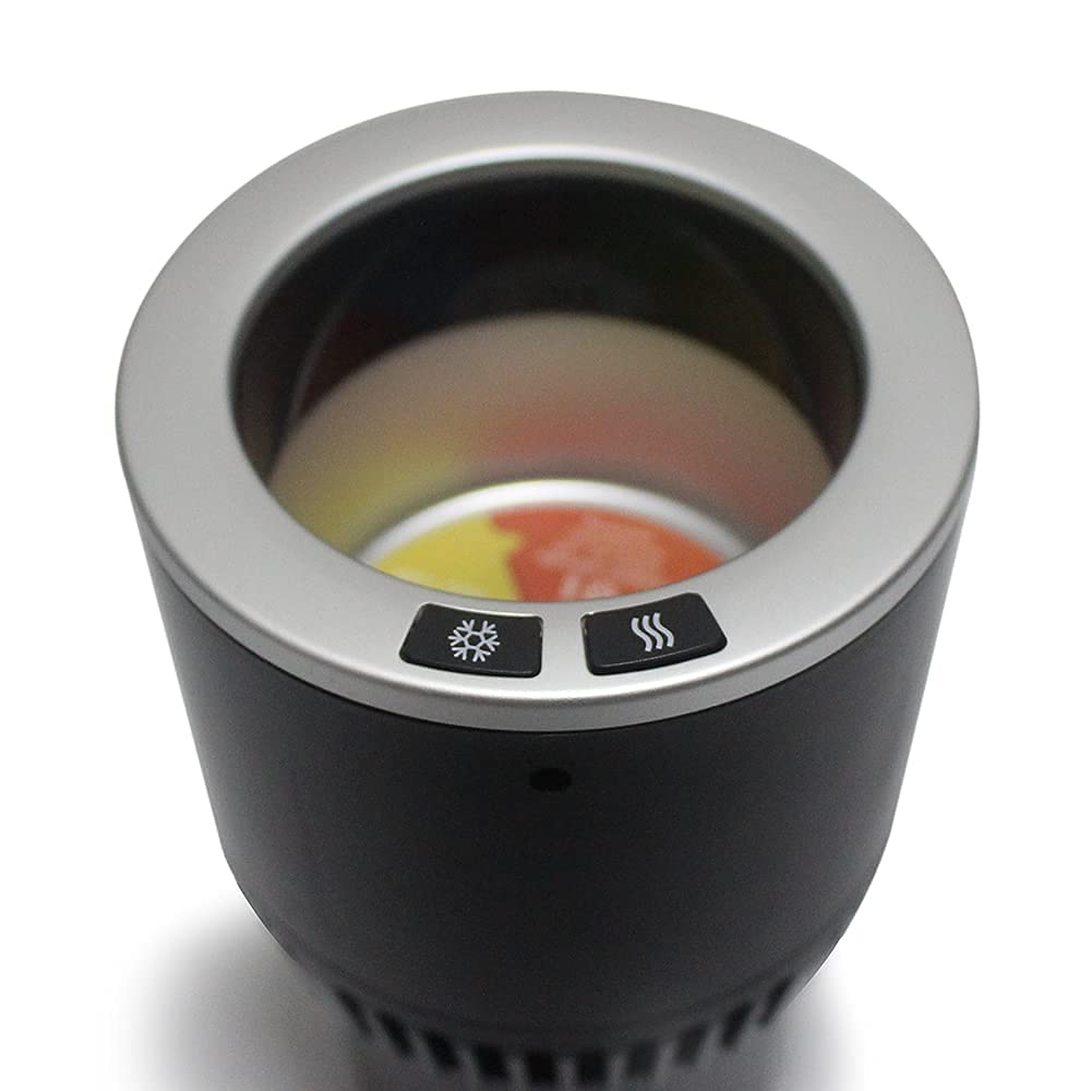 Auto Car Cup Holder Smart Cooler & Warmer - 12V Heated & Cooled Drink Holder for Coffee, Beverage, Milk - Fits Most Vehicles (Black/Silver) | Perfect for Road Trips, Commuting & Travel