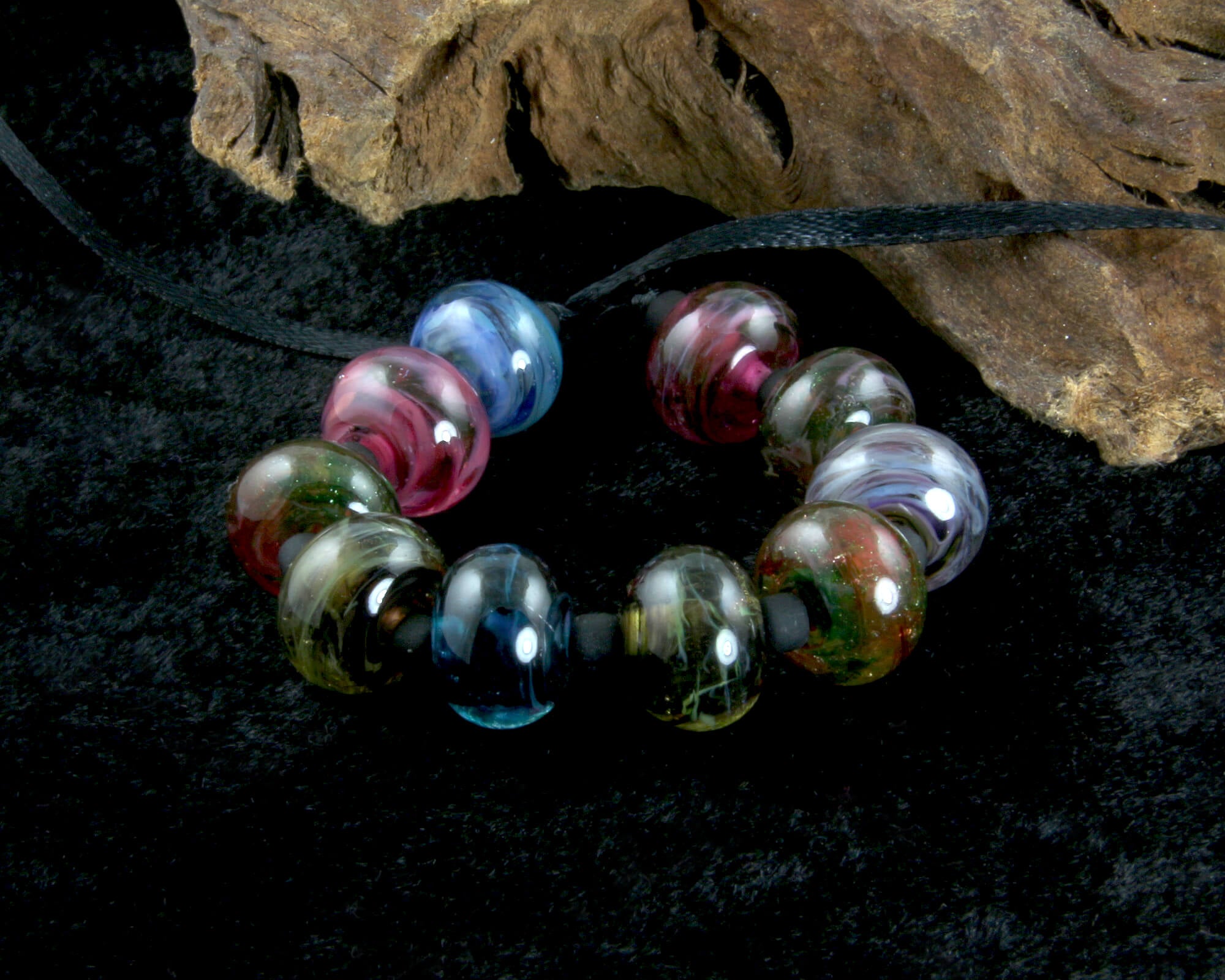 Mini Colorful Swirls Lampwork Glass Beads for Jewelry Making - DIY Bracelets, Necklaces & Craft Projects - SRA Certified