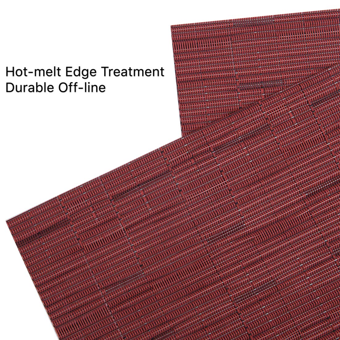 Myir JUN Set of 8 Non-Slip Heatproof Woven Placemats - Washable PVC Table Mats for Dining, Kitchen & Indoor Use (Red) - Perfect for Everyday Meals, Dinner Parties & Home Decor