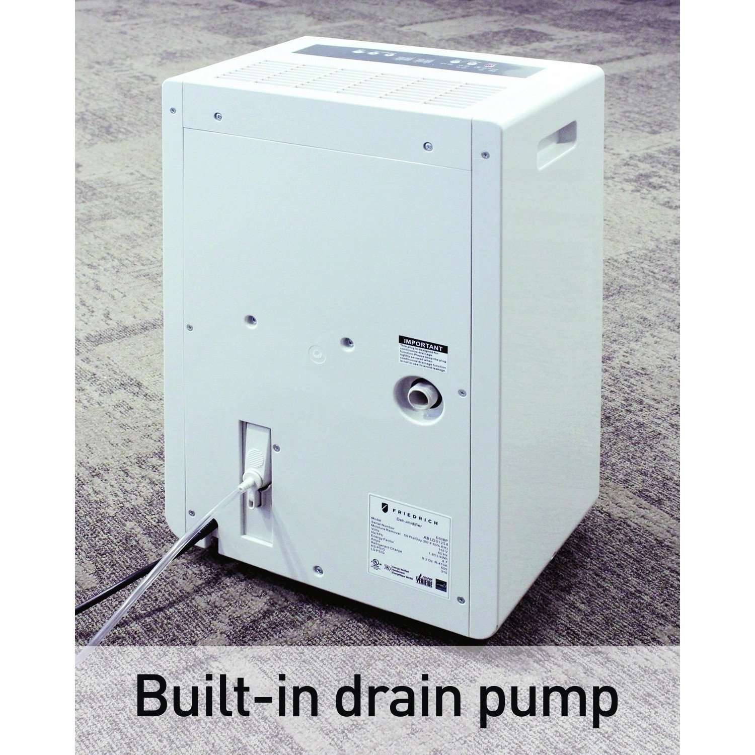 Refurbished Friedrich D70BP 70 Pint Dehumidifier with Built-In Drain Pump - Ideal for Basements, Large Rooms & High Humidity Areas