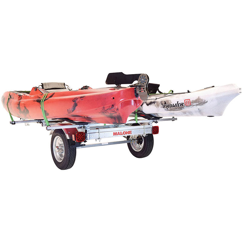 Malone MicroSport LowBed 2 Boat MegaWing Kayak Trailer - Heavy Duty Watercraft Carrier for Kayaks & Canoes - Perfect for Road Trips & Outdoor Adventures